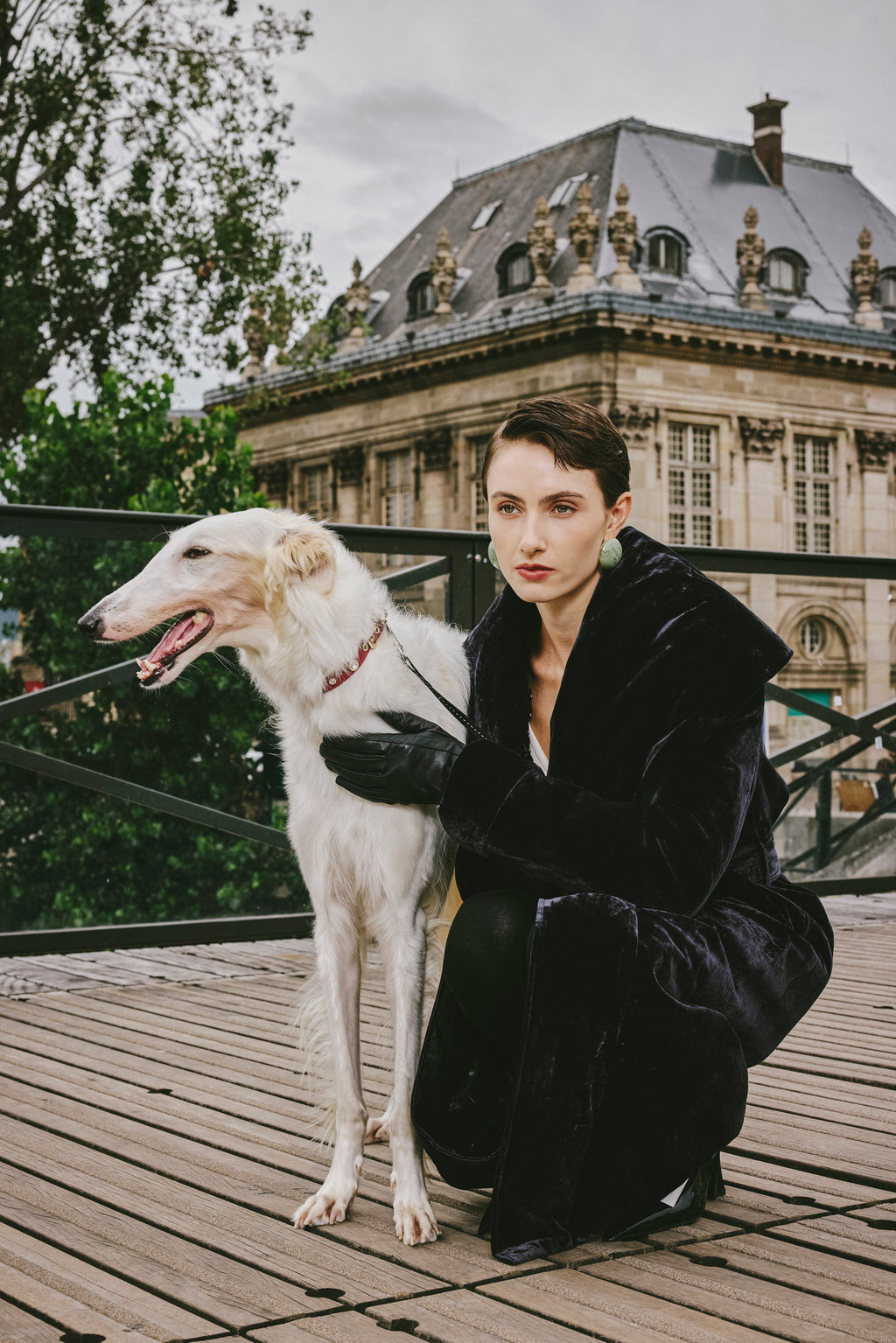 Luminous Pile Oversized Lapel Velvet Down Coat