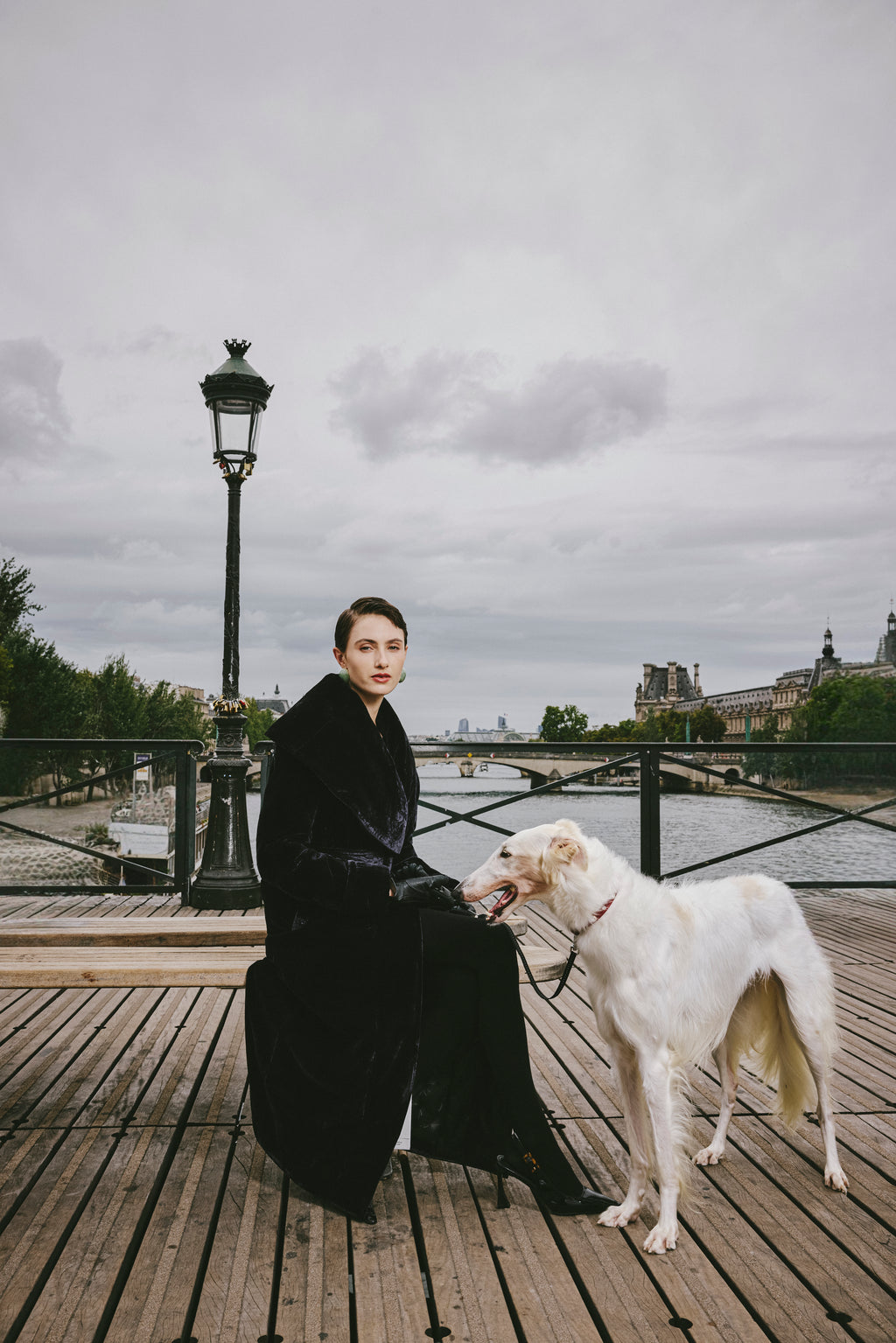 Luminous Pile Oversized Lapel Velvet Down Coat