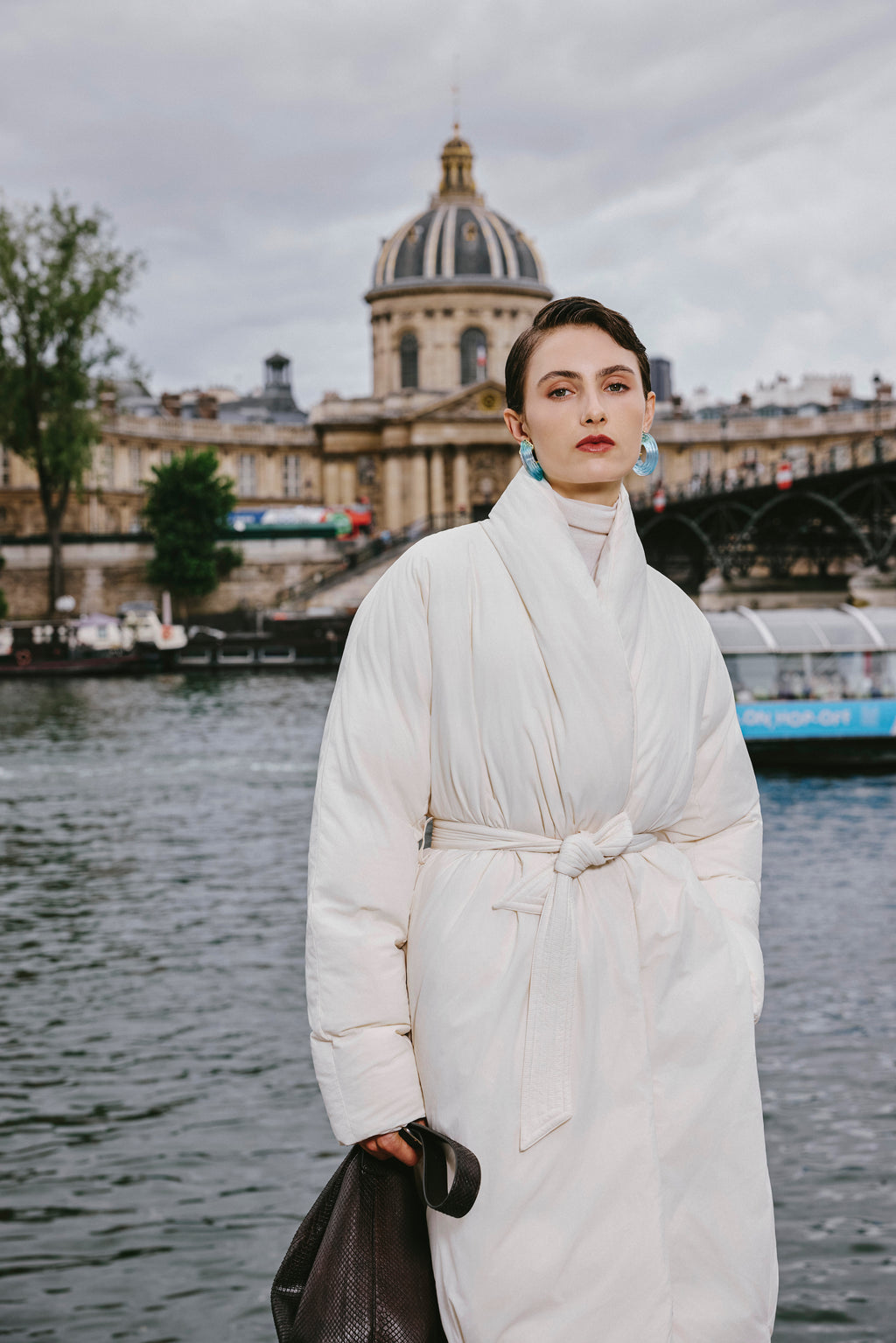 Robe-Style Long White Goose Down Coat