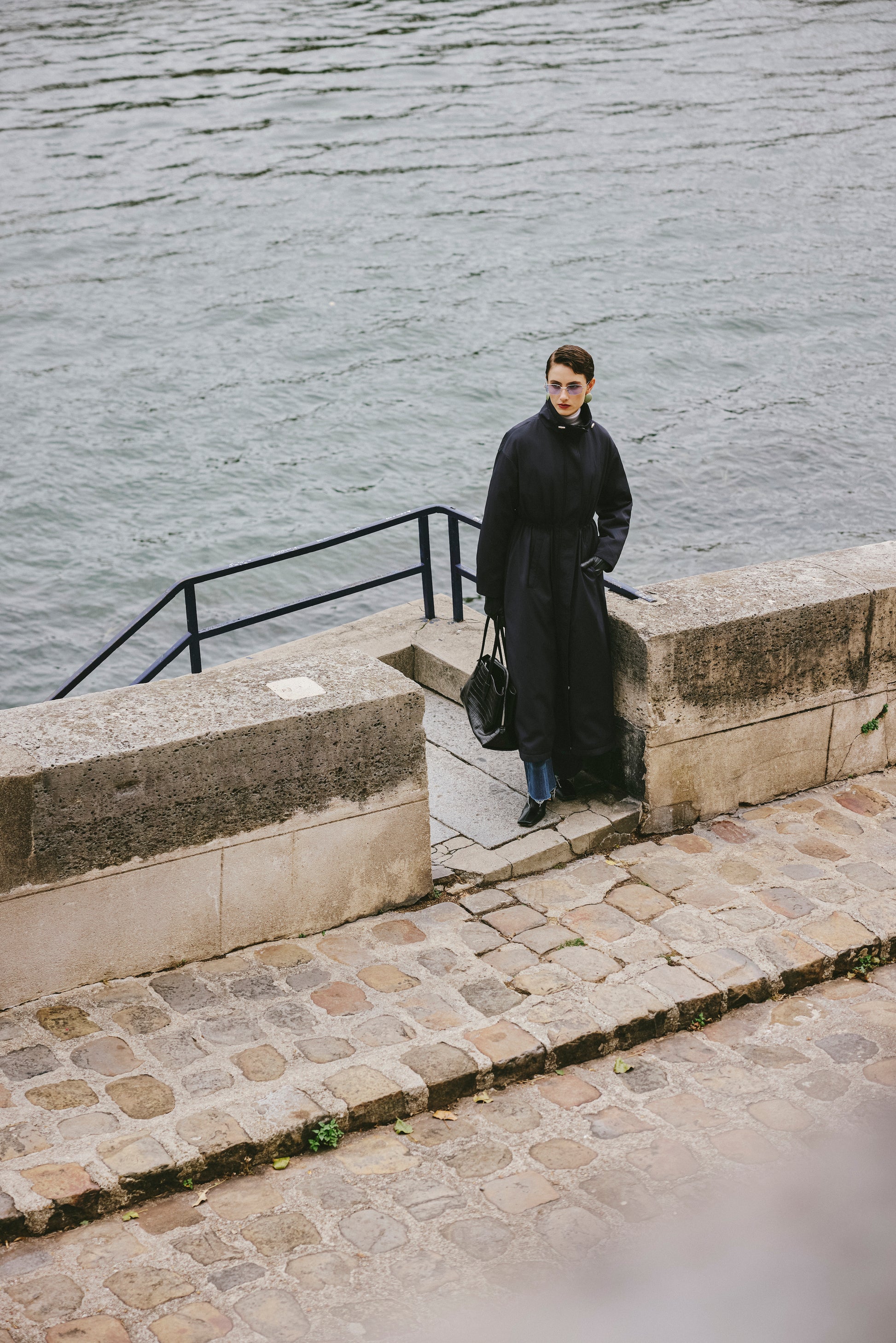 Trench DNA Stand Collar Drawstring Long Down Coat