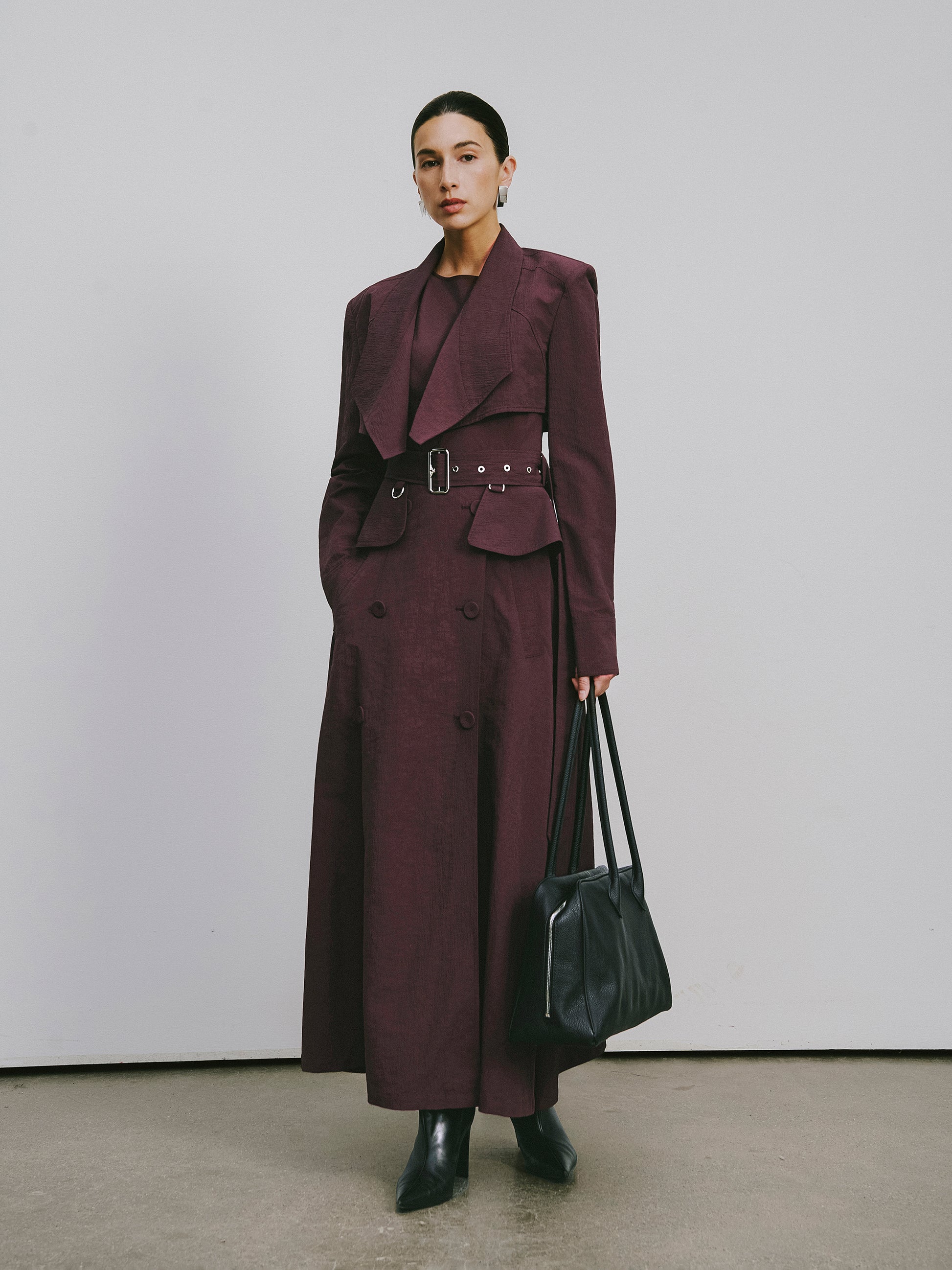 Two-Piece Trench Dress Set (Cropped Jacket + Sleeveless Round-Neck Dress)