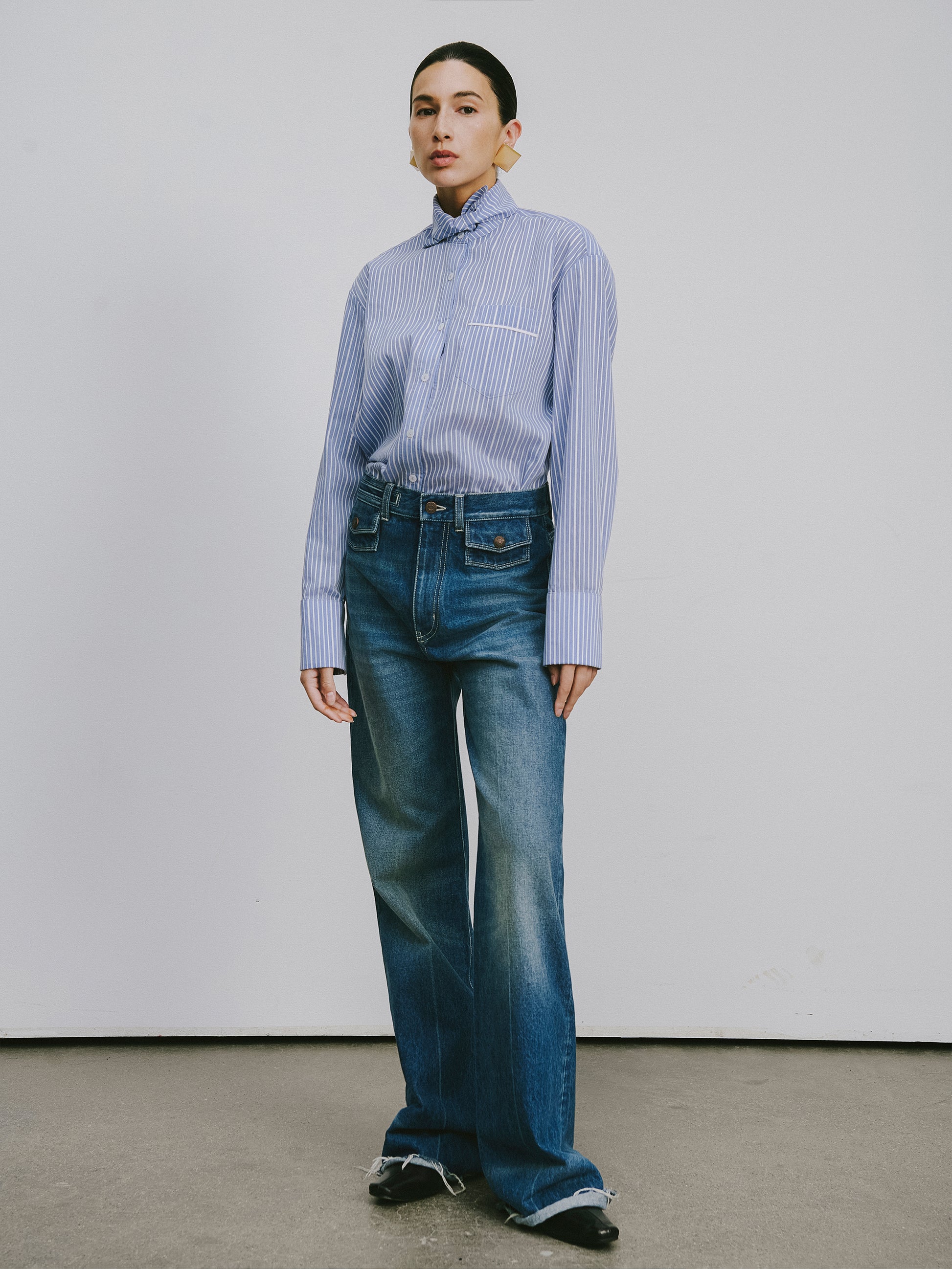 Sky Blue & White Striped Shirt