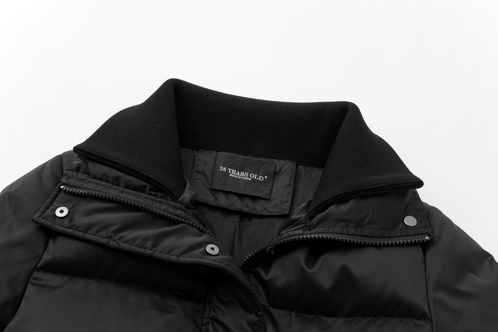 Stand-Collar Tied Long Down Coat