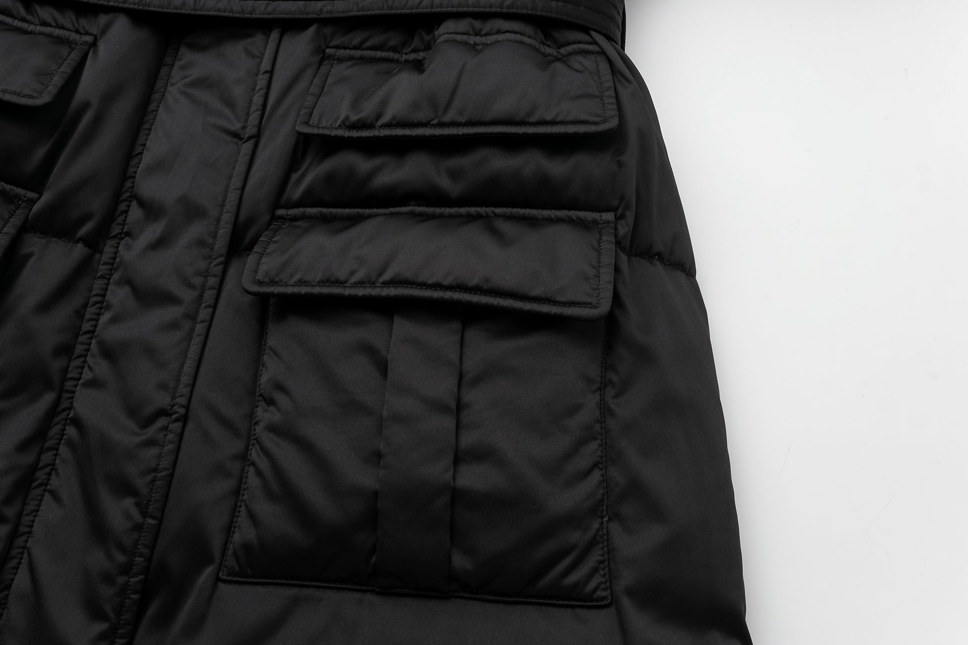 Stand-Collar Tied Long Down Coat