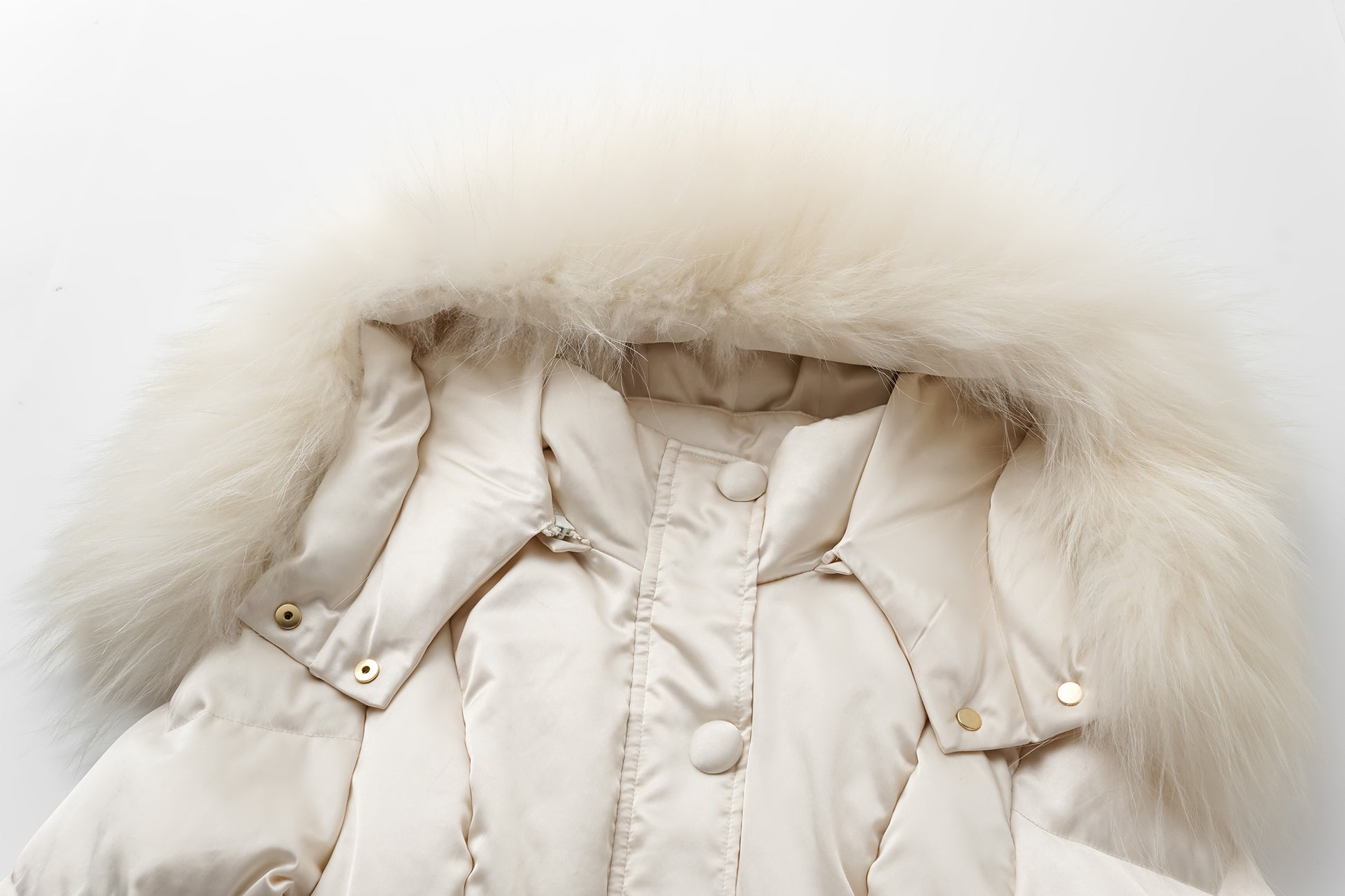 Fox Fur Hooded Fitted Down Jacket