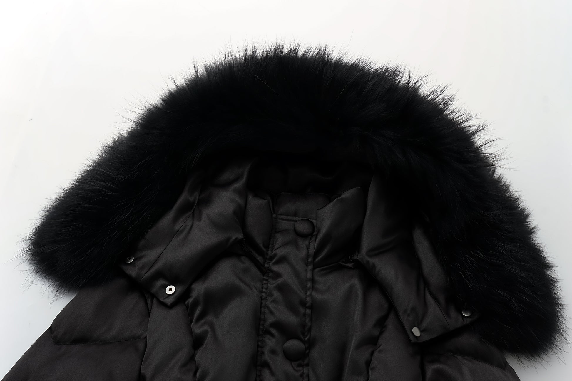Fox Fur Hooded Fitted Down Jacket