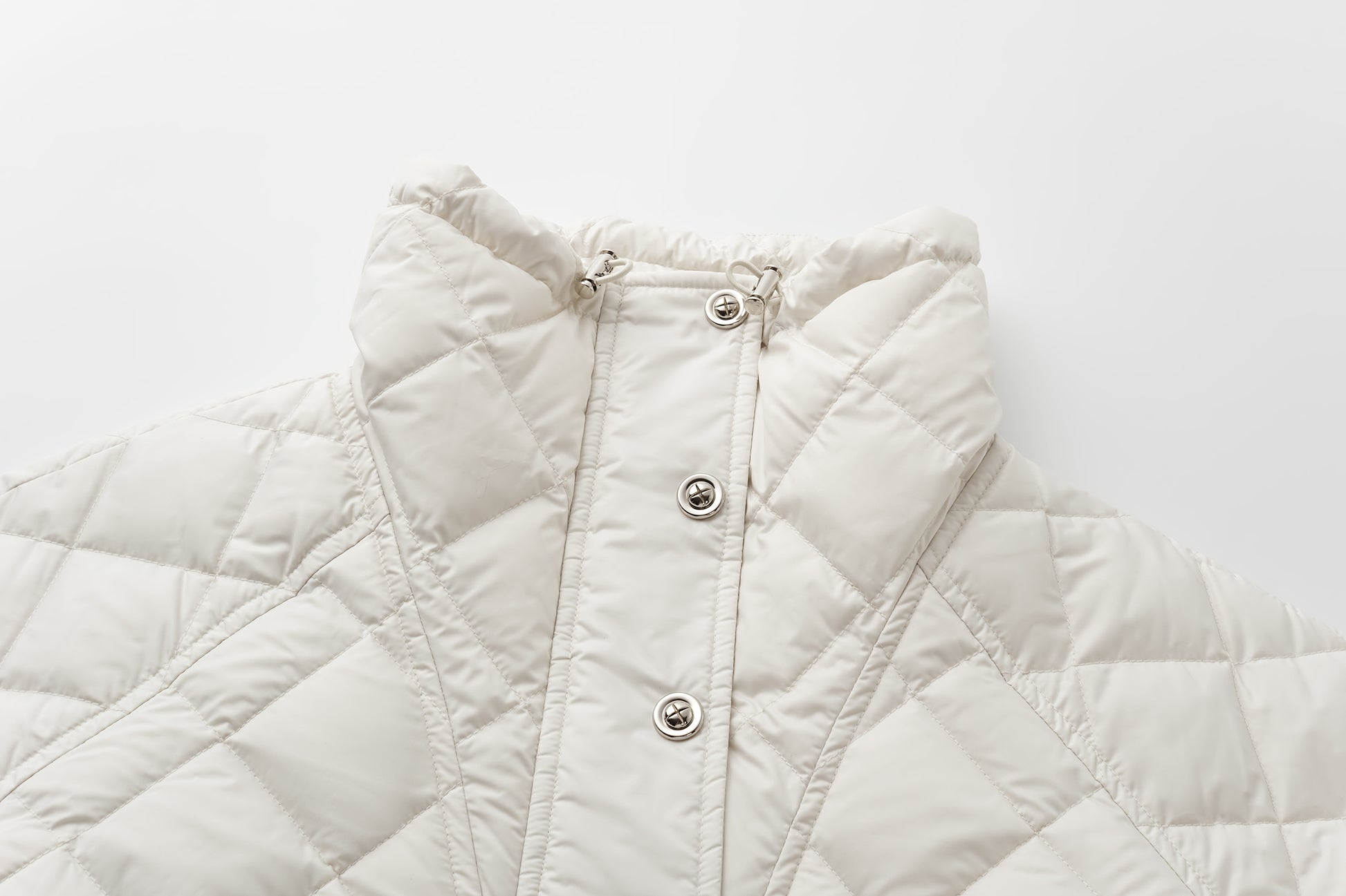Diamond-Quilted Stand-Collar Down Jacket