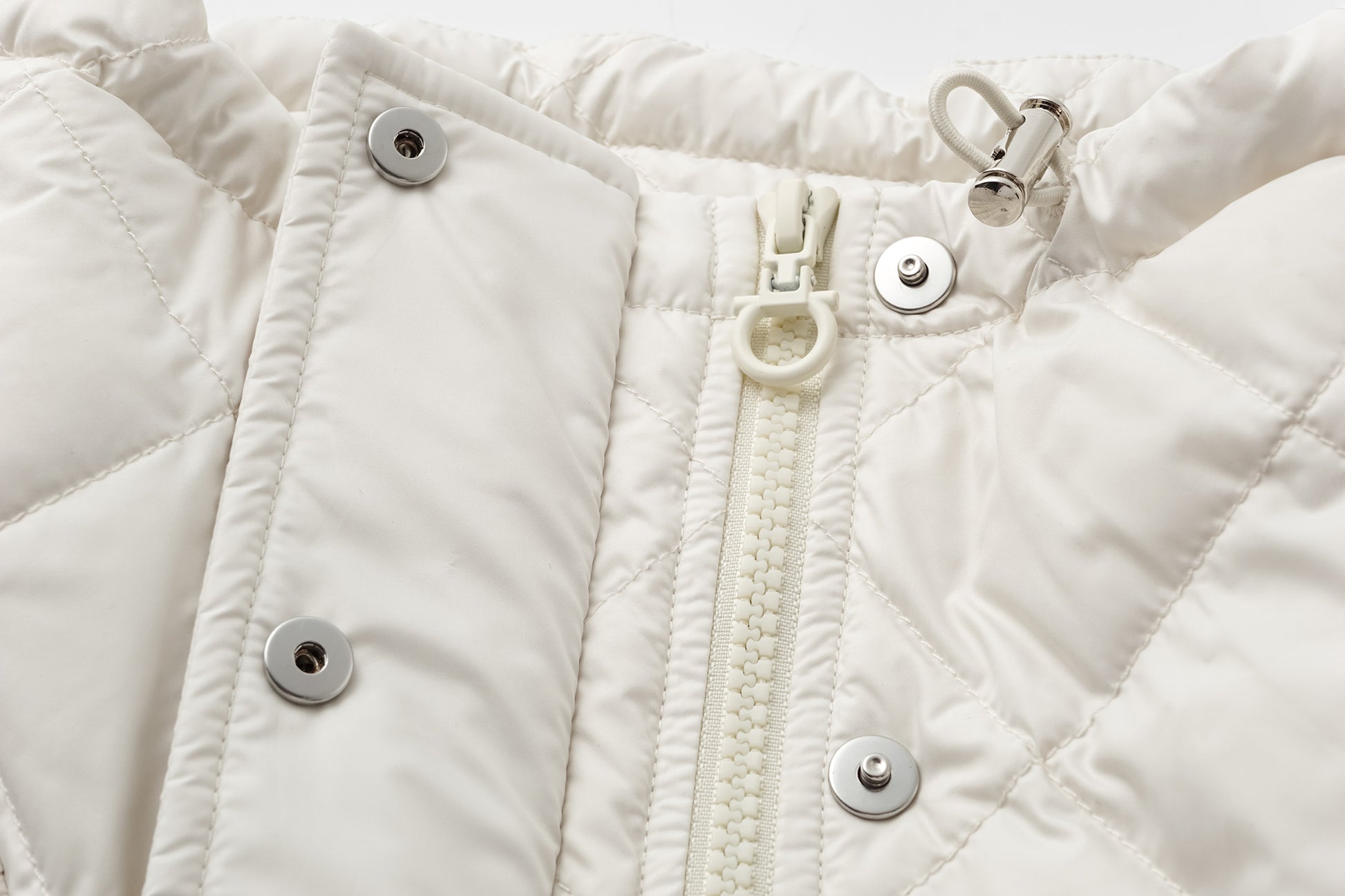 Diamond-Quilted Stand-Collar Down Jacket