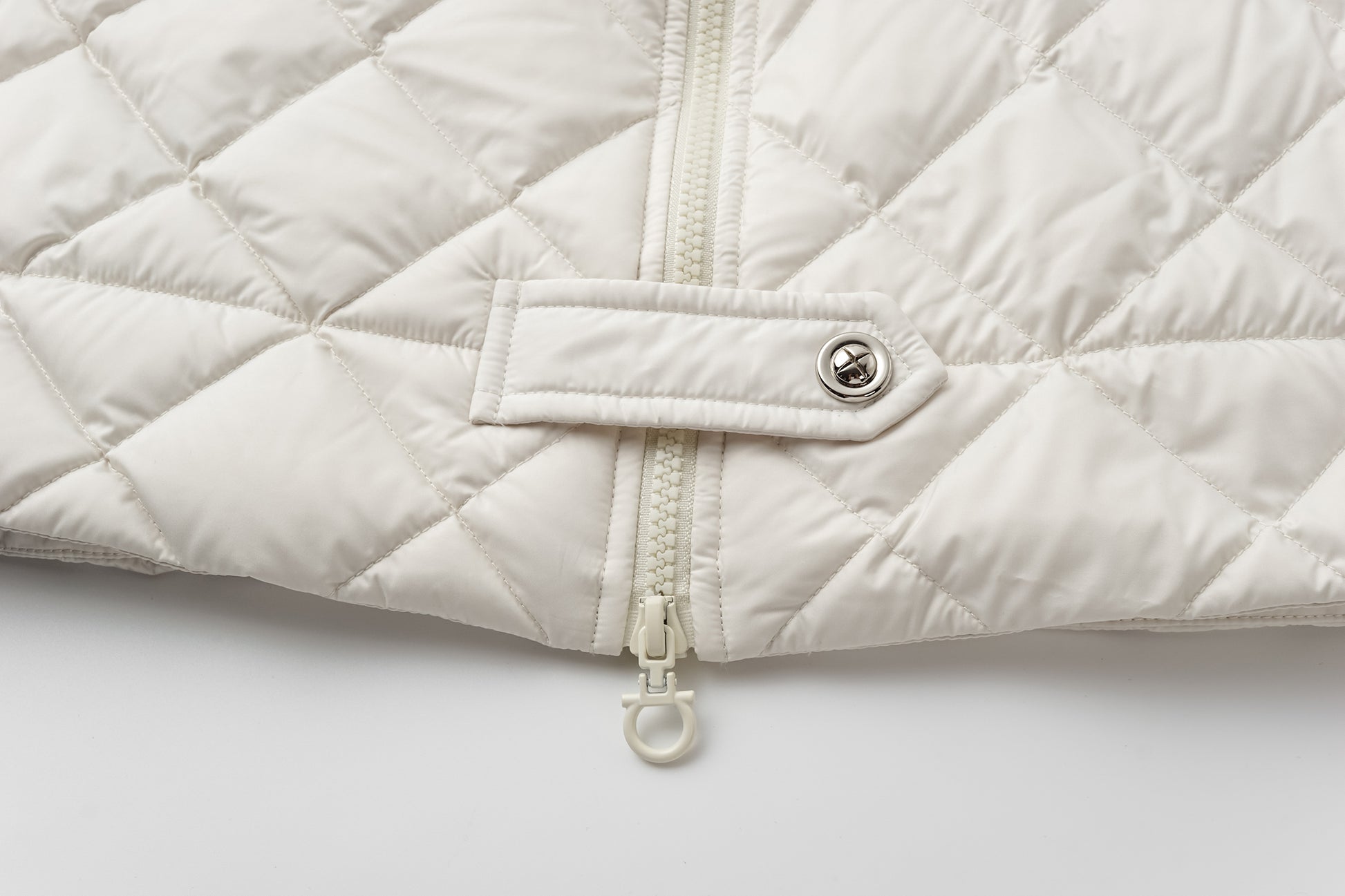 Diamond-Quilted Stand-Collar Down Jacket