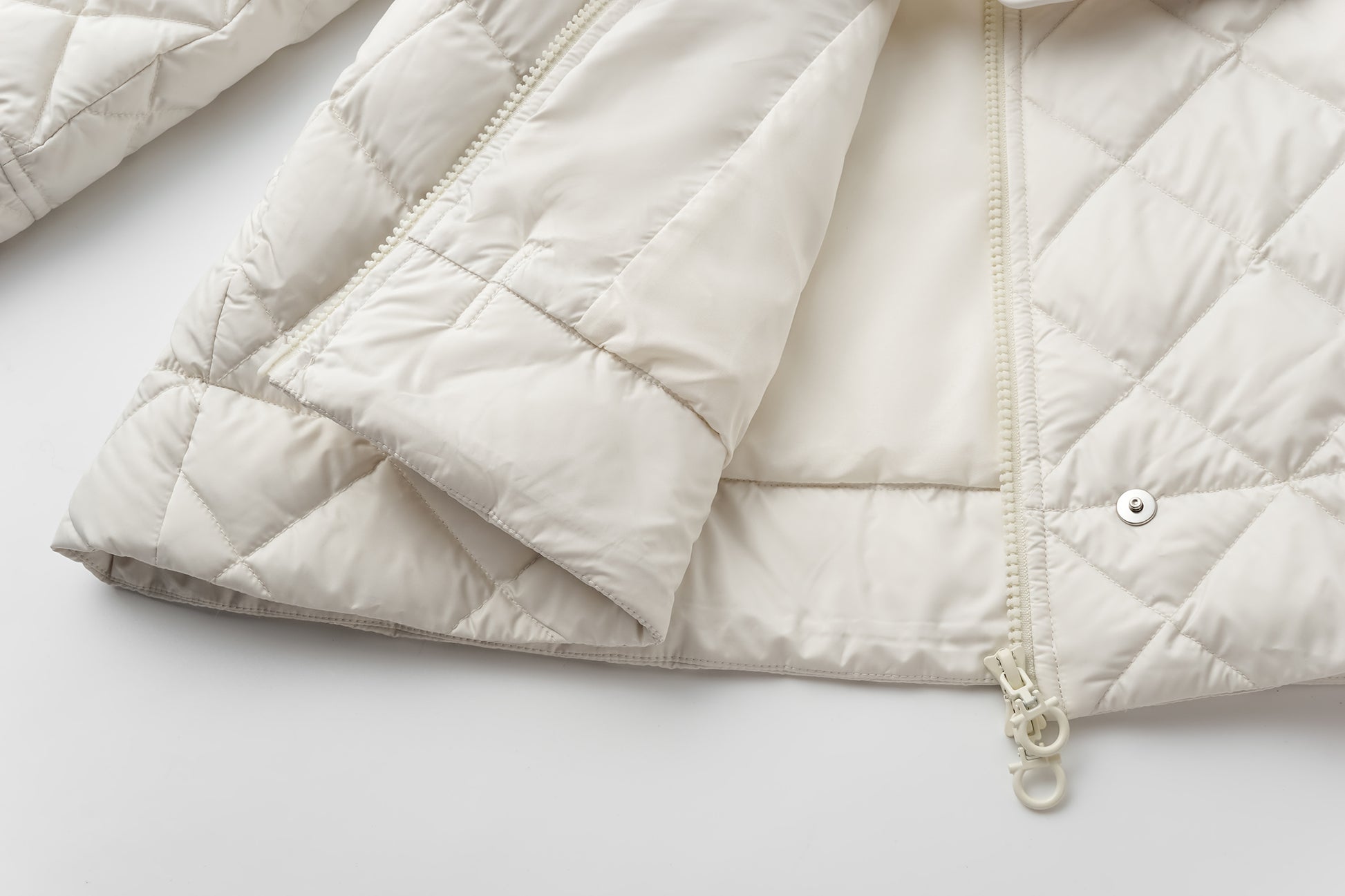 Diamond-Quilted Stand-Collar Down Jacket