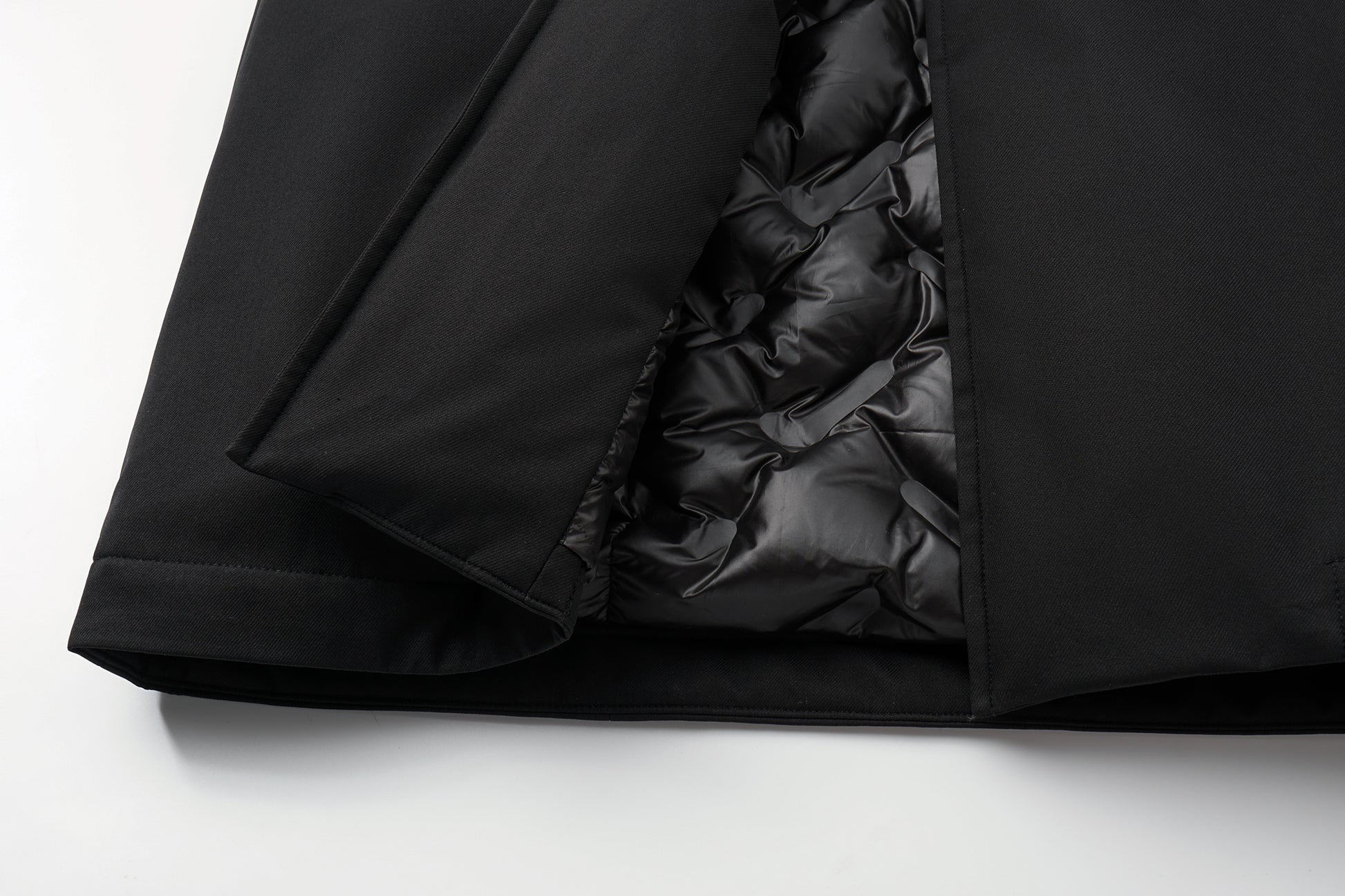 Minimalist Silhouette Long Line Down Coat with Sculpted Lapel and Defined Waist