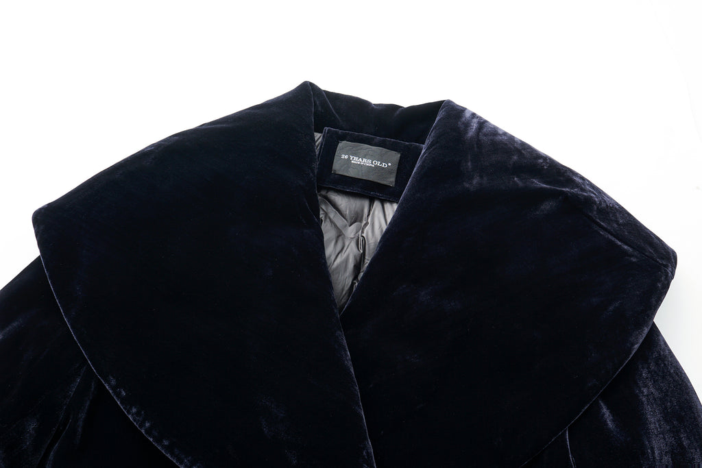 Luminous Pile Oversized Lapel Velvet Down Coat