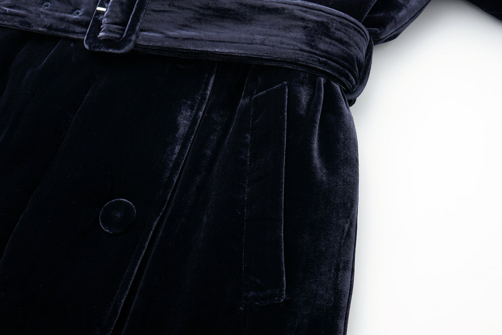 Luminous Pile Oversized Lapel Velvet Down Coat