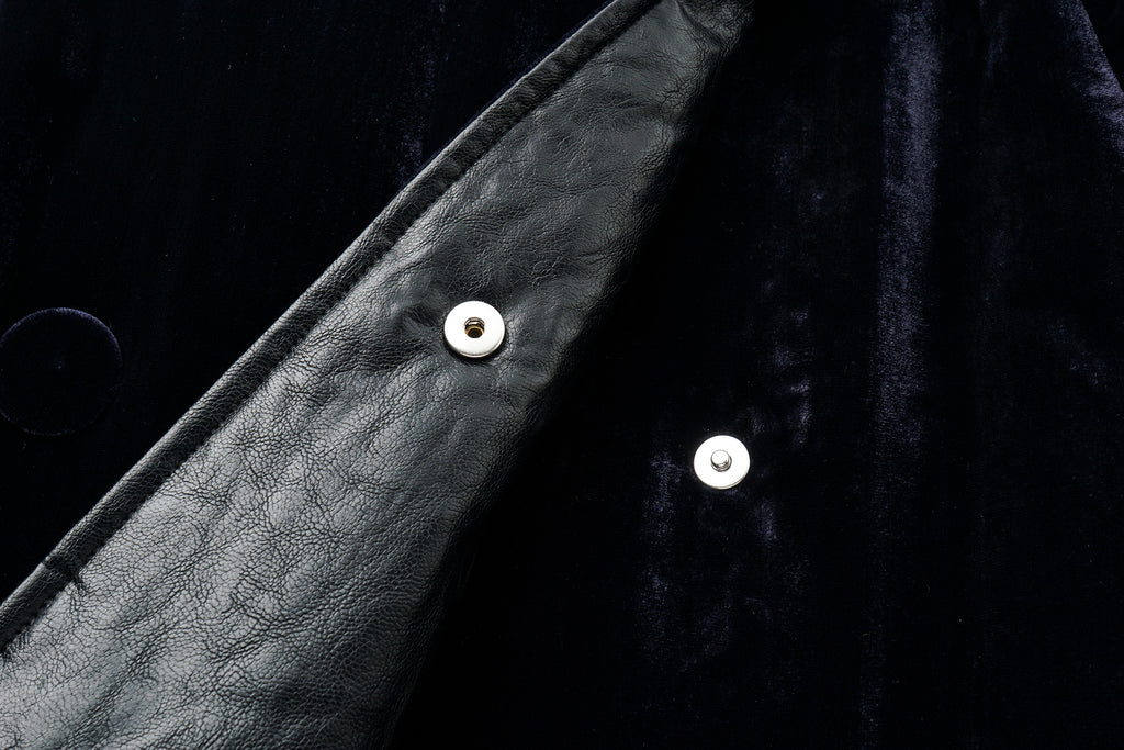 Luminous Pile Oversized Lapel Velvet Down Coat