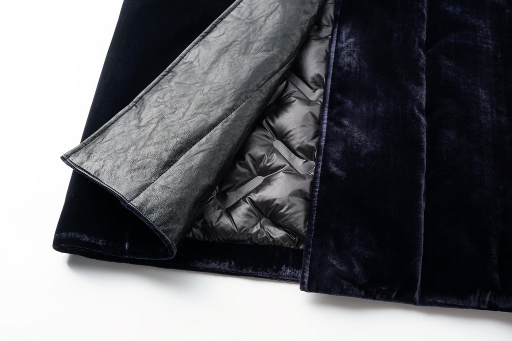 Luminous Pile Oversized Lapel Velvet Down Coat