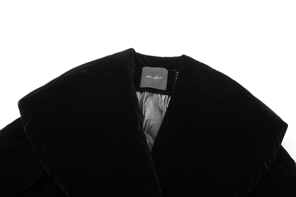 Luminous Pile Oversized Lapel Velvet Down Coat