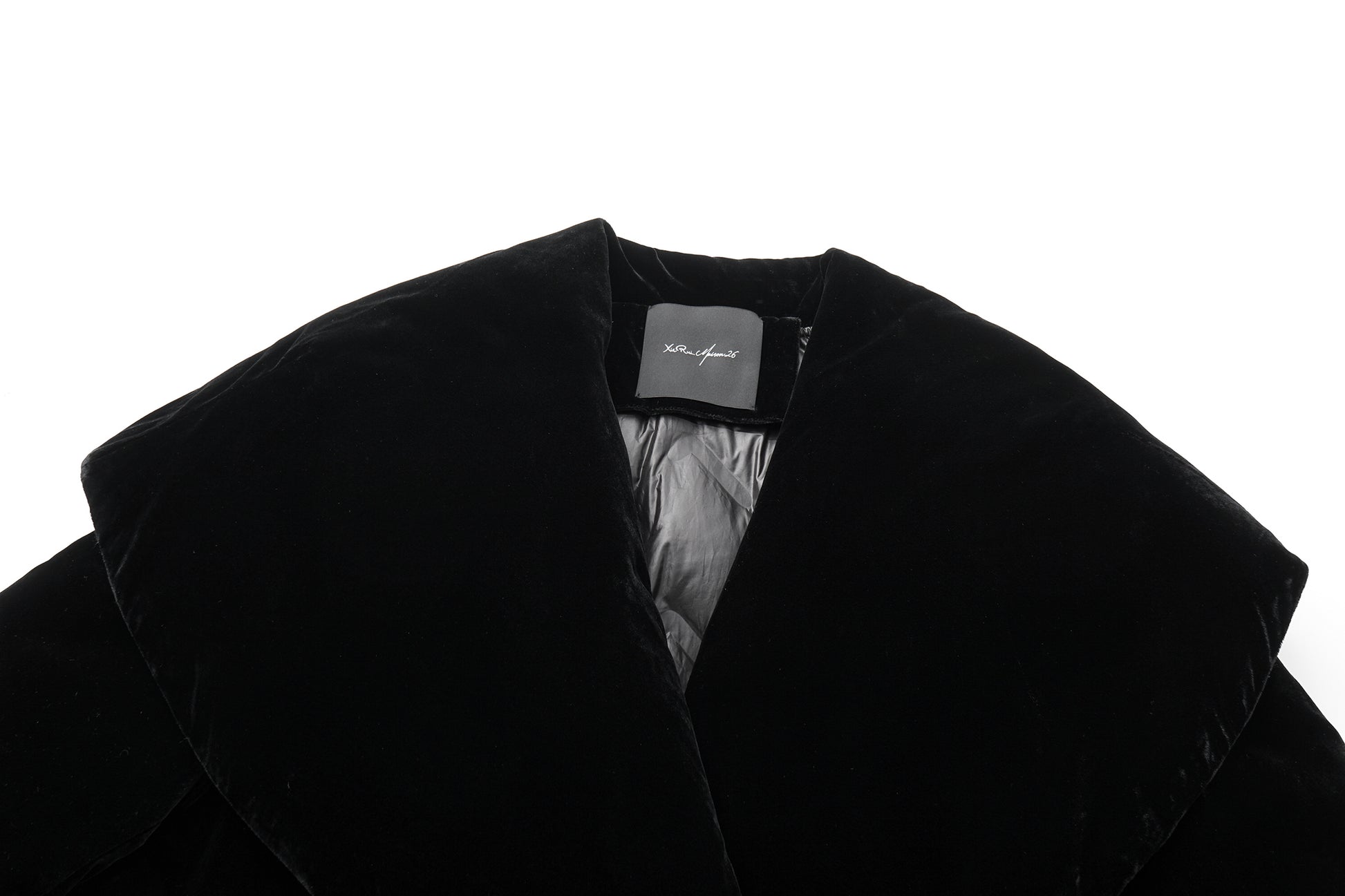 Luminous Pile Oversized Lapel Velvet Down Coat