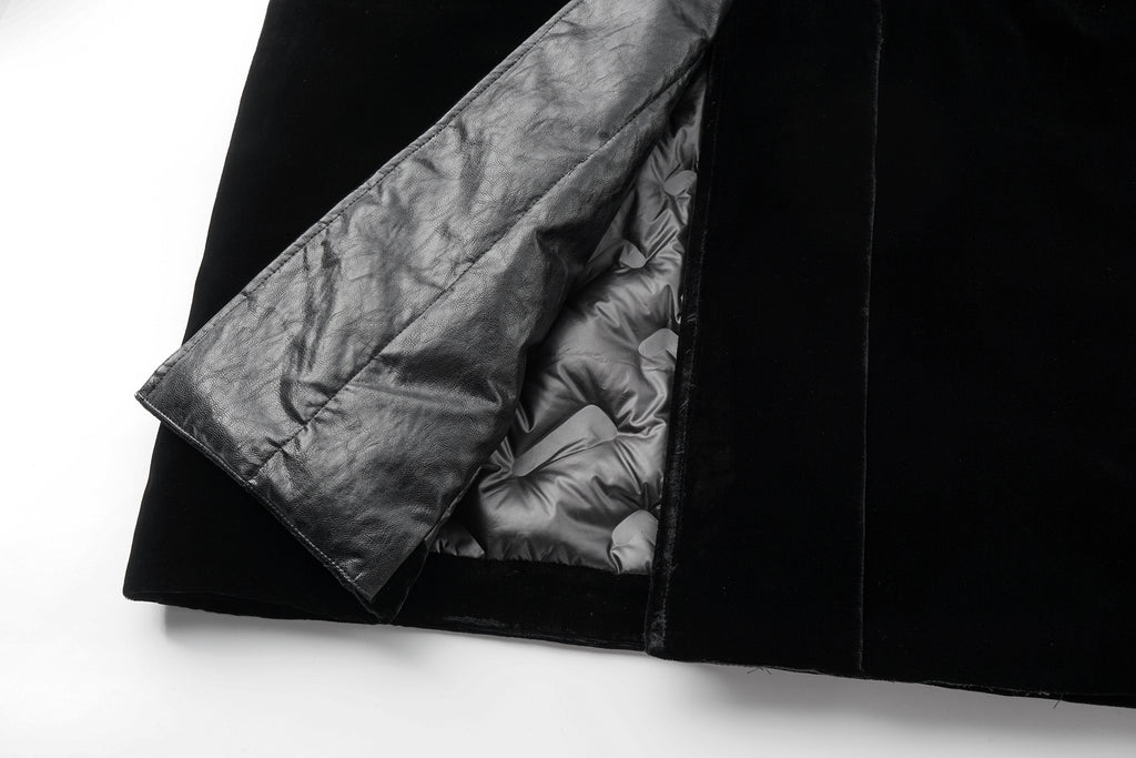 Luminous Pile Oversized Lapel Velvet Down Coat