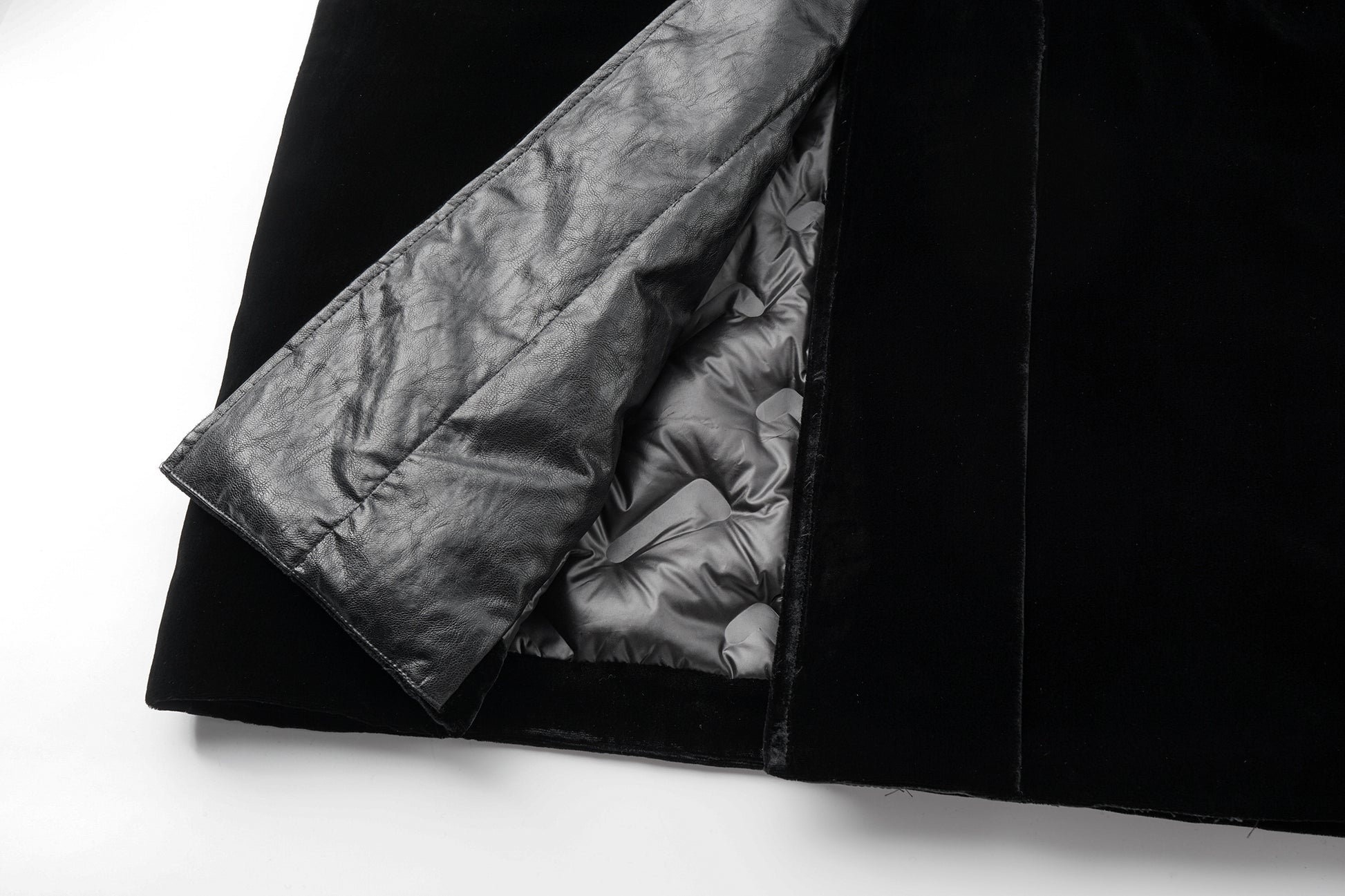 Luminous Pile Oversized Lapel Velvet Down Coat