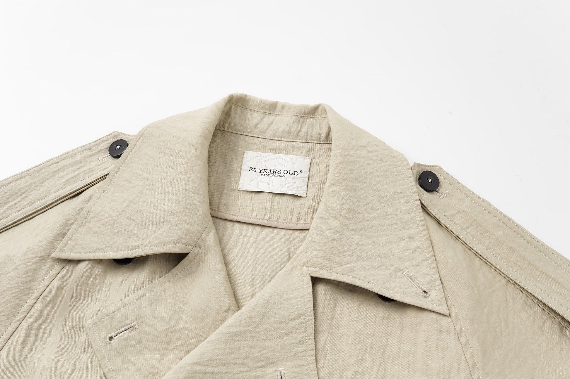 Textured Raglan-Sleeve Long Trench Coat with Organic Draping