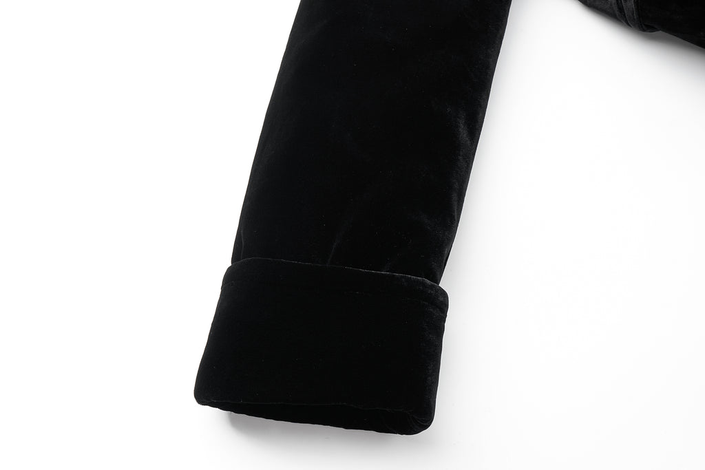 Luminous Pile Oversized Lapel Velvet Down Coat