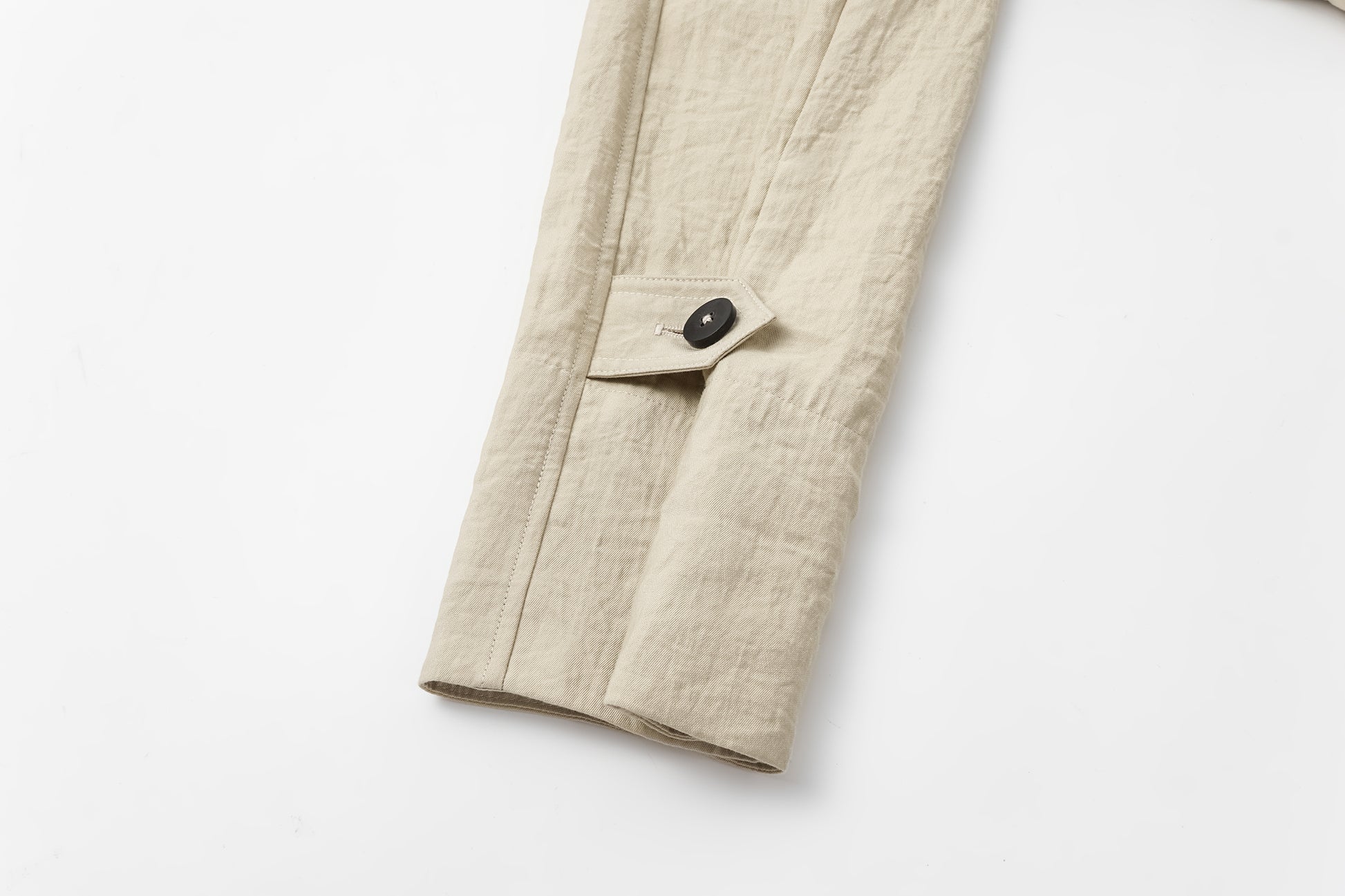 Textured Raglan-Sleeve Long Trench Coat with Organic Draping