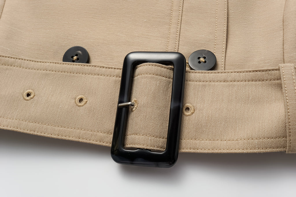 Two-Piece Trench Dress Set (Short Jacket + Sleeveless V-Neck Dress)