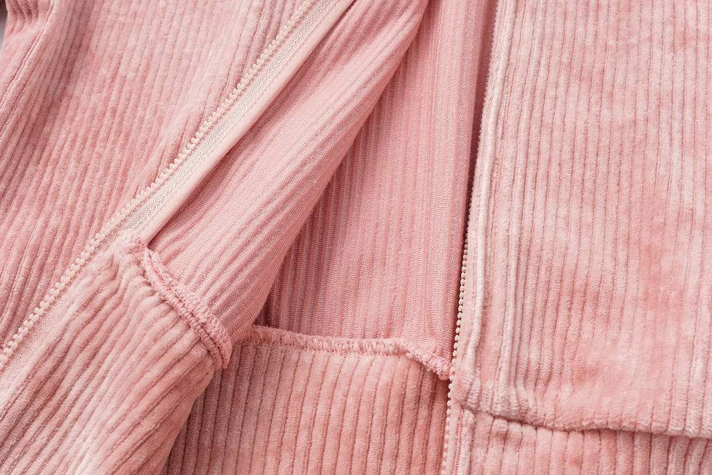 High-Neck Two-Way Zip Corduroy Track Jacket