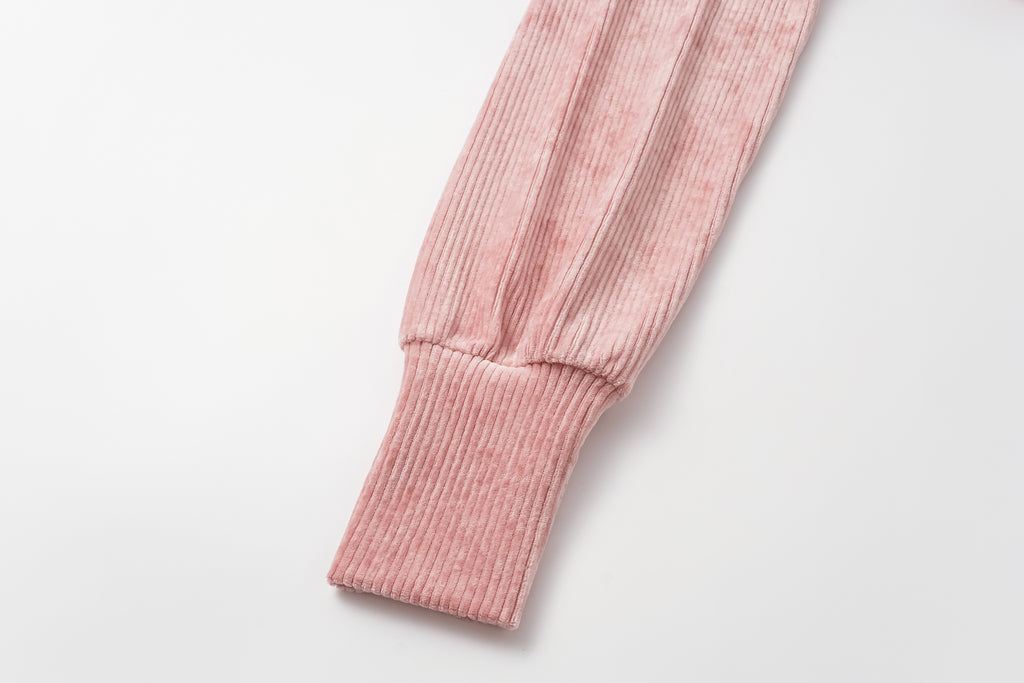 High-Neck Two-Way Zip Corduroy Track Jacket