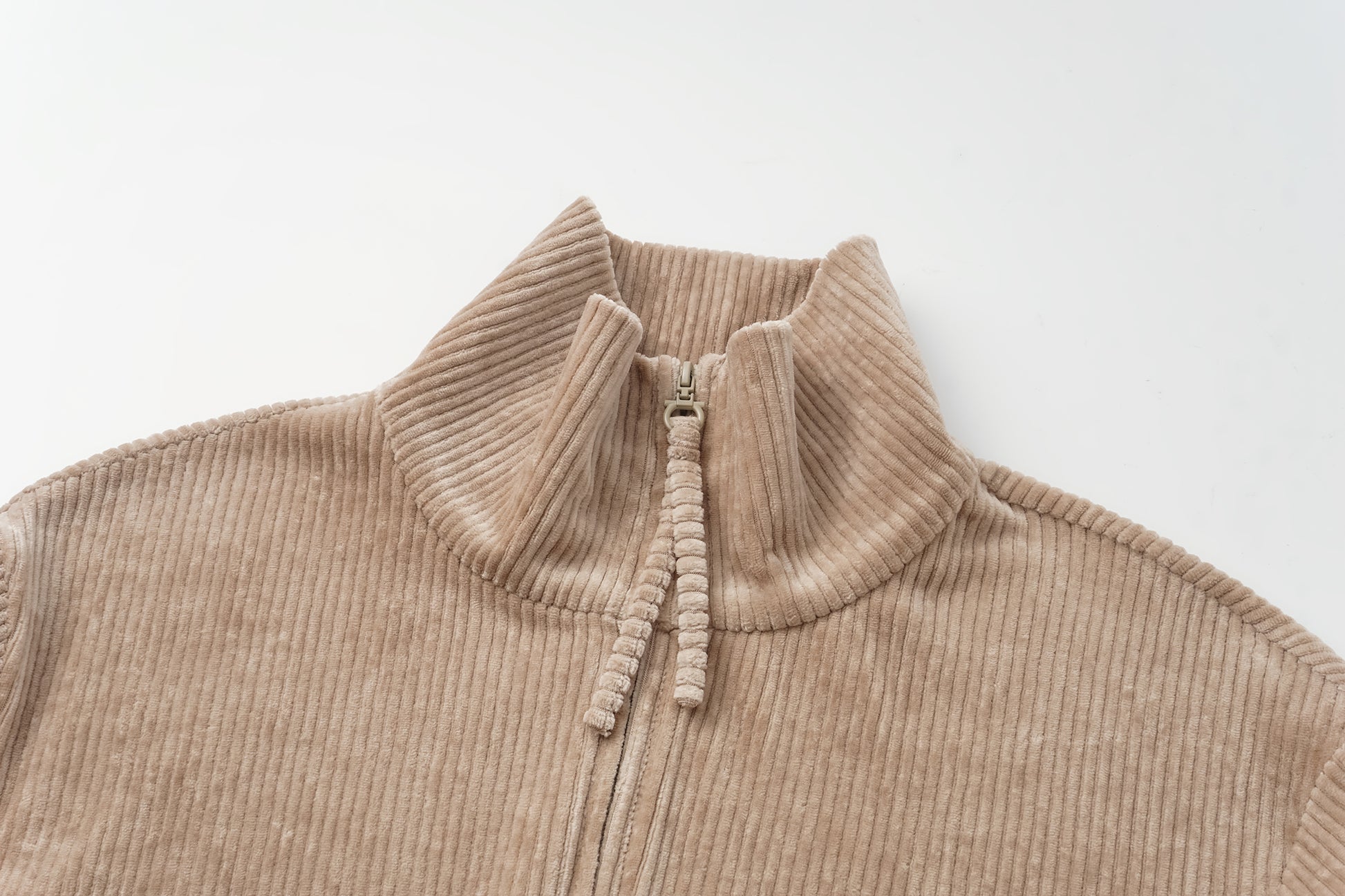 High-Neck Two-Way Zip Corduroy Track Jacket