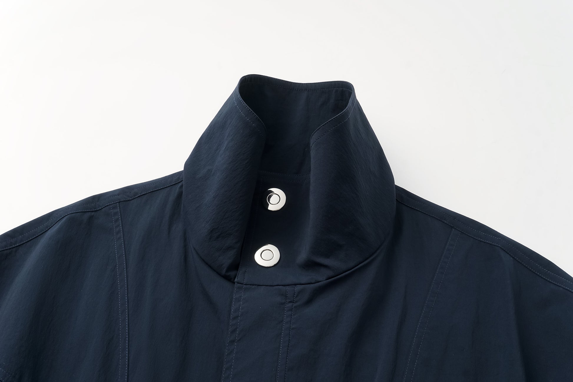 Magnetic-Closure High-Neck Trench Coat