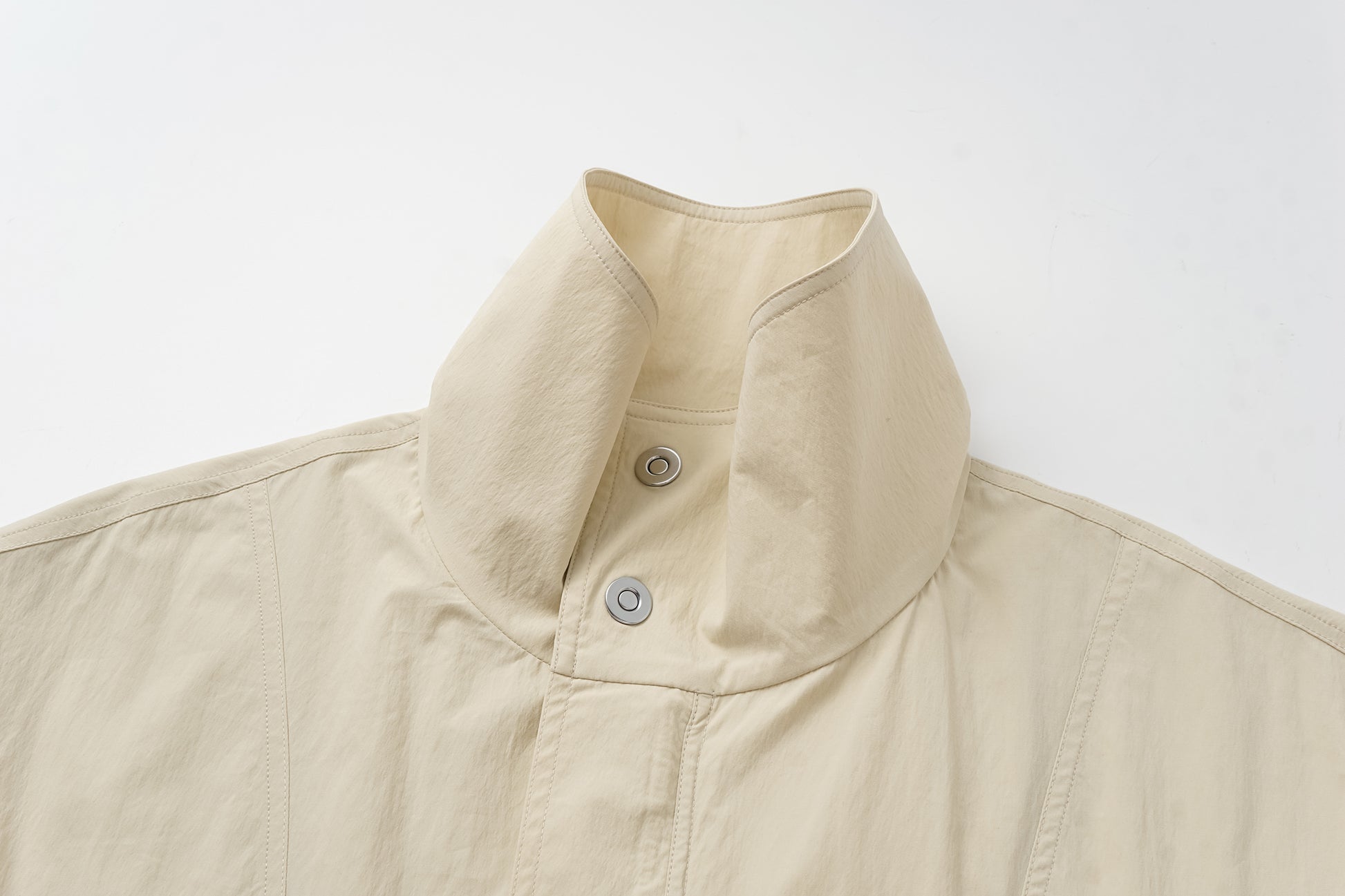 Magnetic-Closure High-Neck Trench Coat