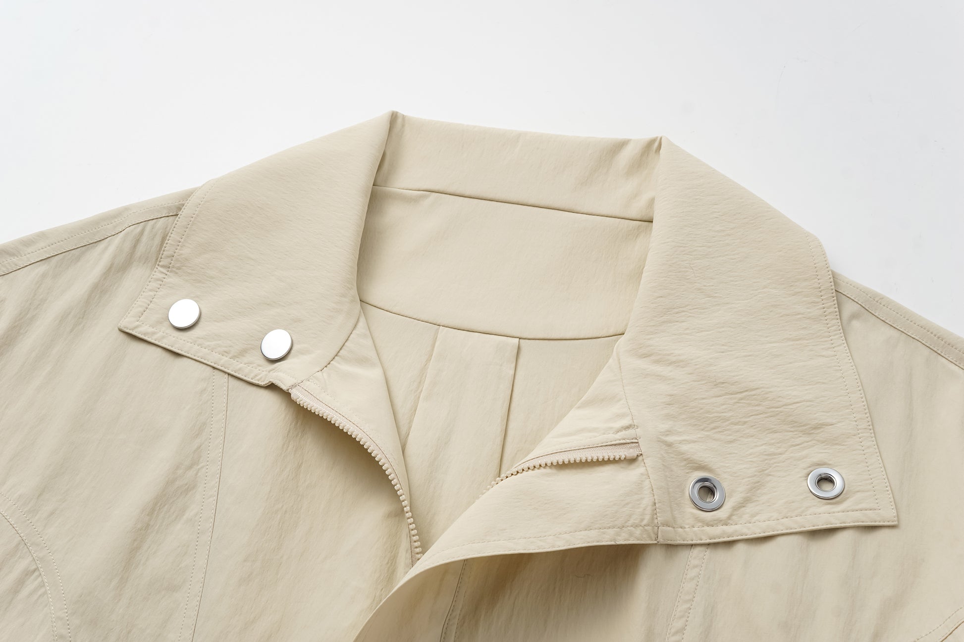 Magnetic-Closure High-Neck Trench Coat