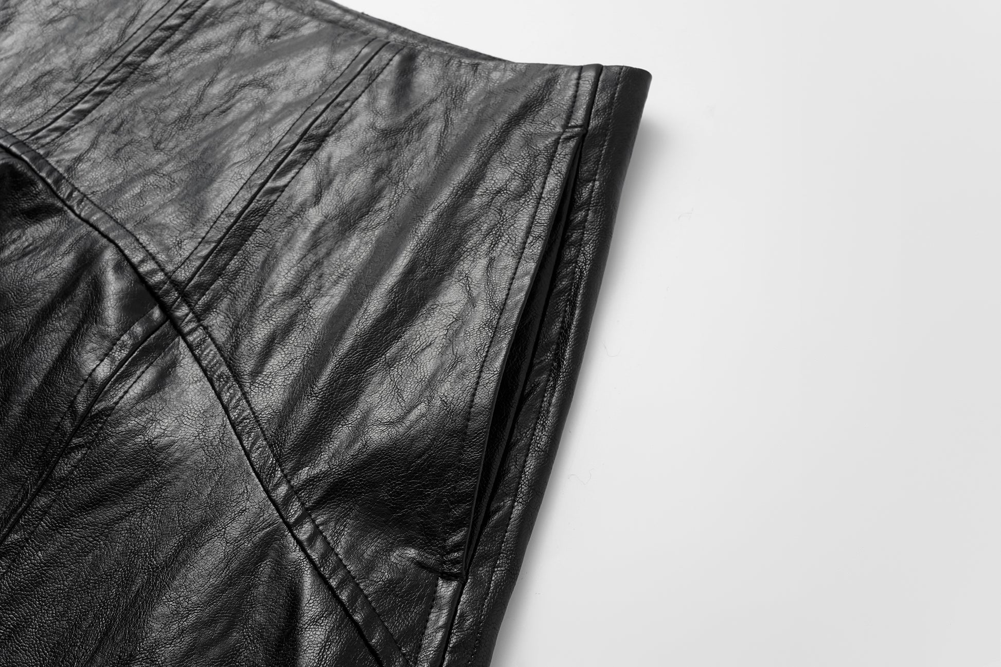 Asymmetric Hem A-Line Skirt (Faux Leather)