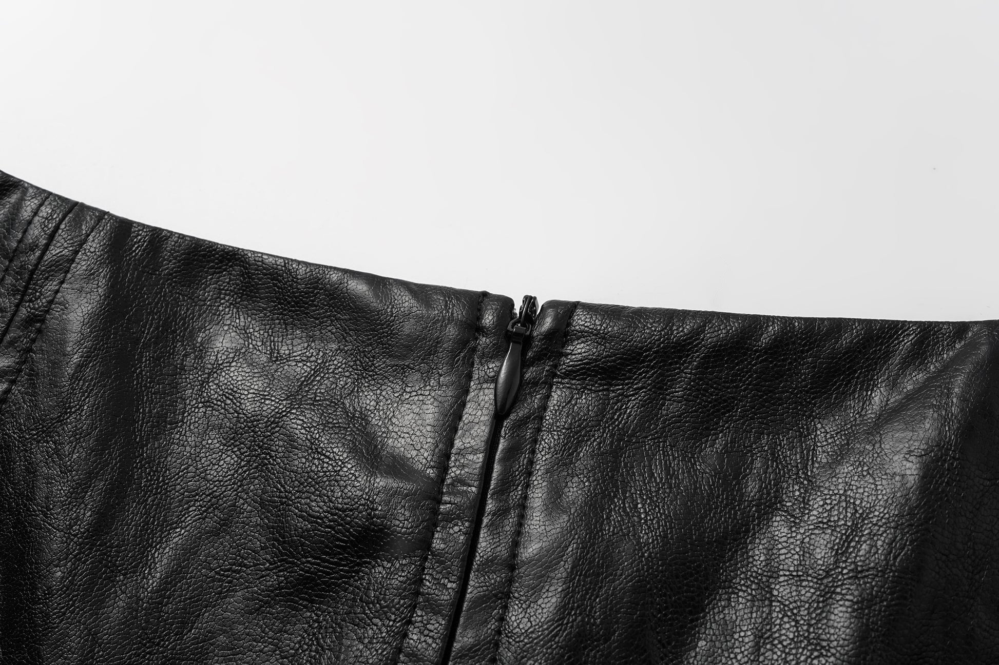 Asymmetric Hem A-Line Skirt (Faux Leather)