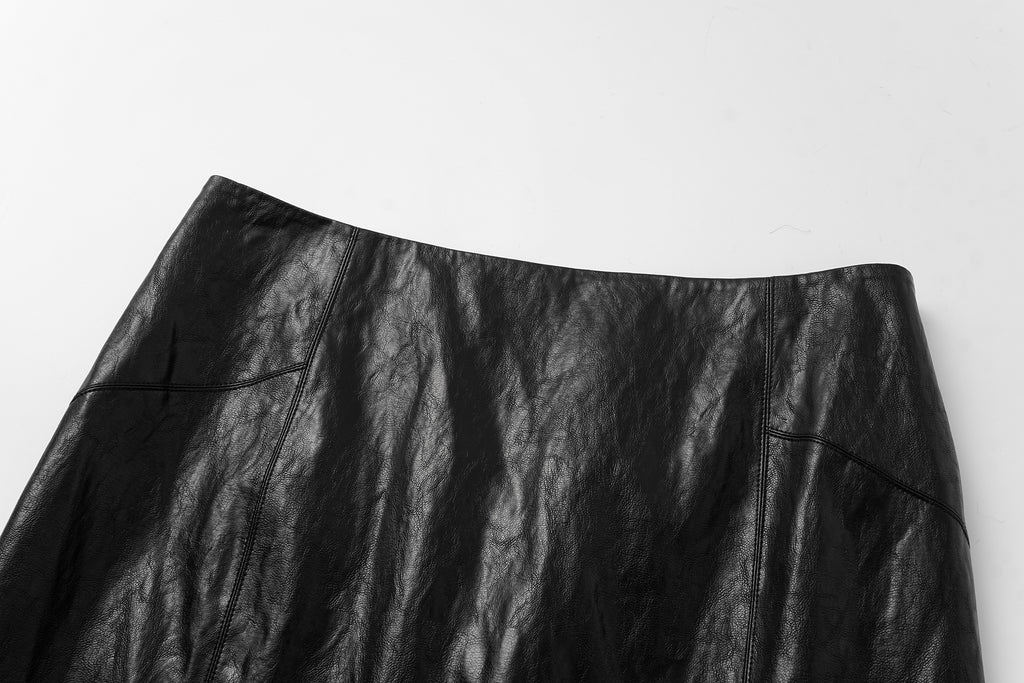 Knee-Length Pencil Skirt (Faux Leather)