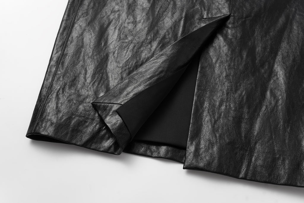 Knee-Length Pencil Skirt (Faux Leather)