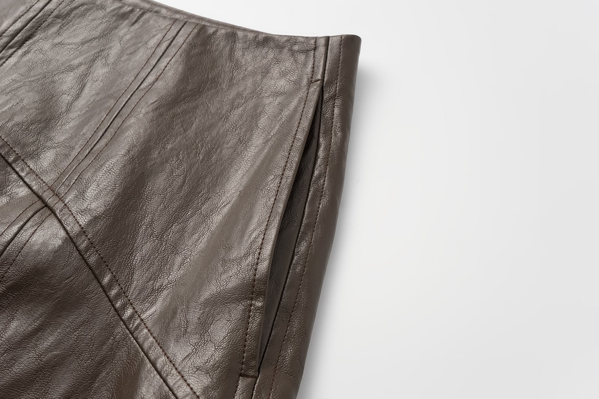 Asymmetric Hem A-Line Skirt (Faux Leather)