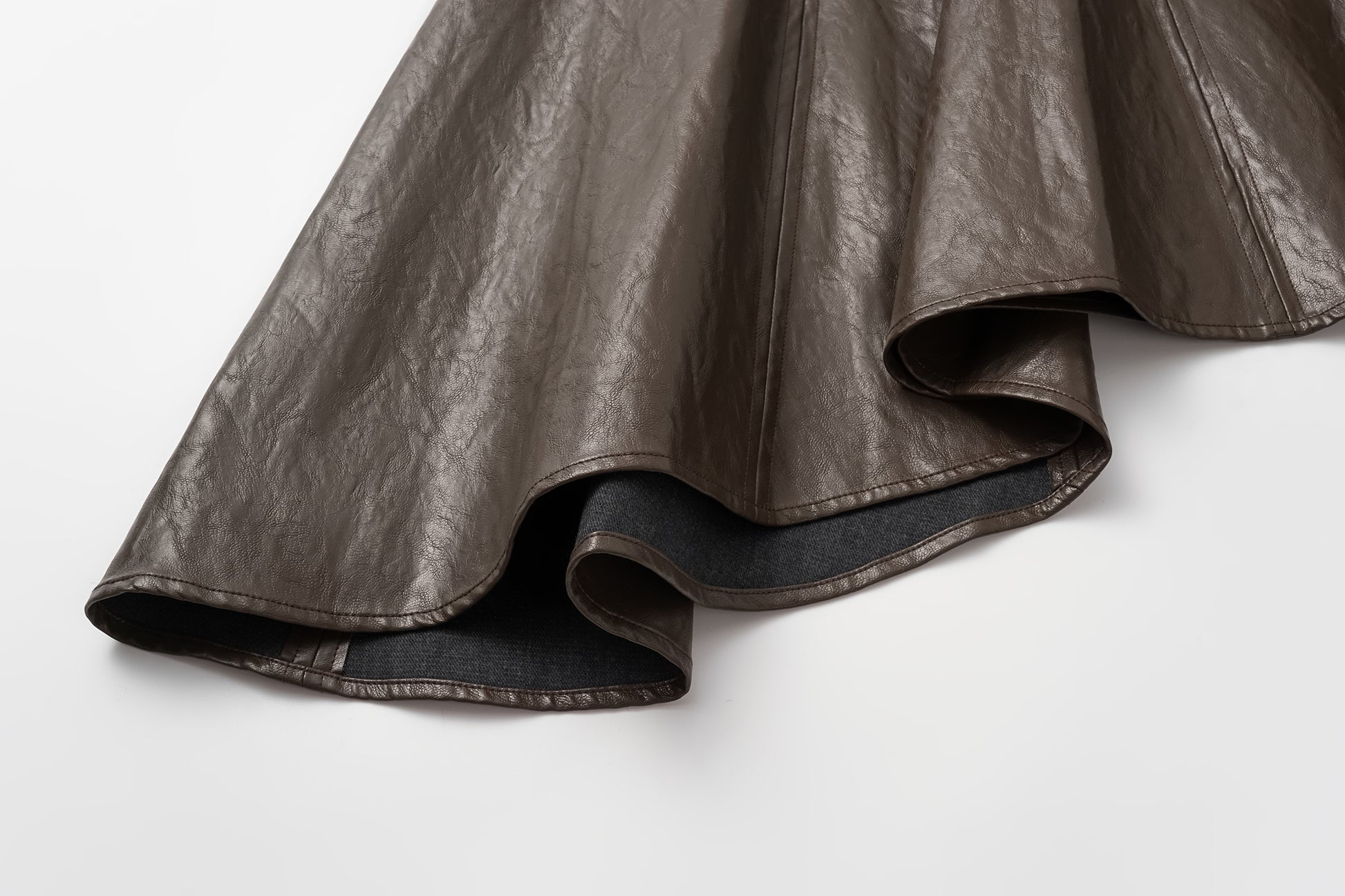 Asymmetric Hem A-Line Skirt (Faux Leather)