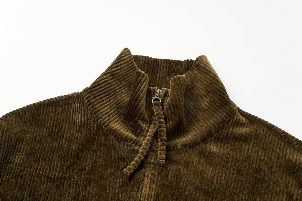 High-Neck Two-Way Zip Corduroy Track Jacket
