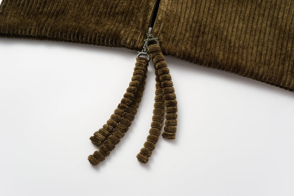 High-Neck Two-Way Zip Corduroy Track Jacket