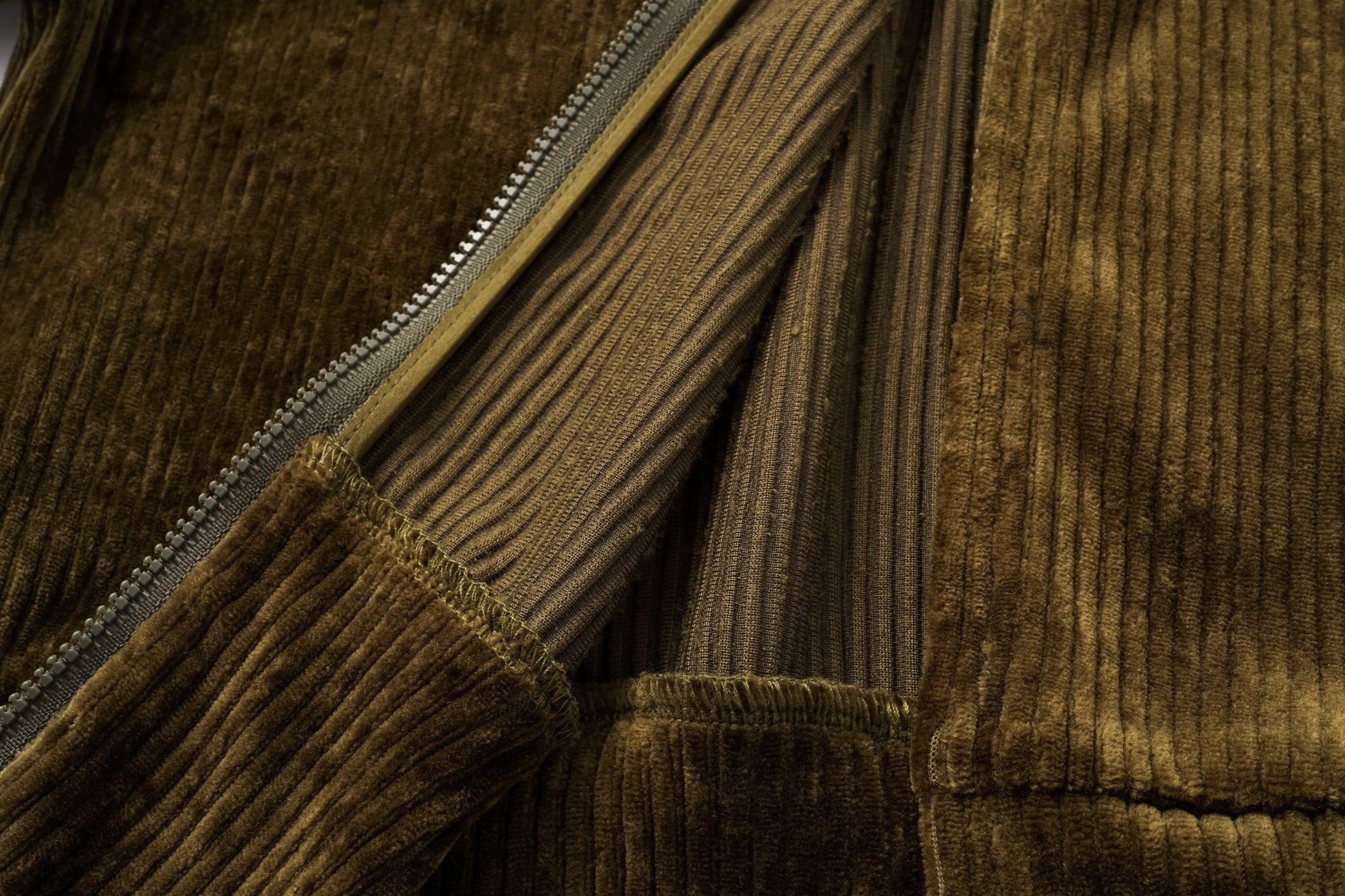 High-Neck Two-Way Zip Corduroy Track Jacket