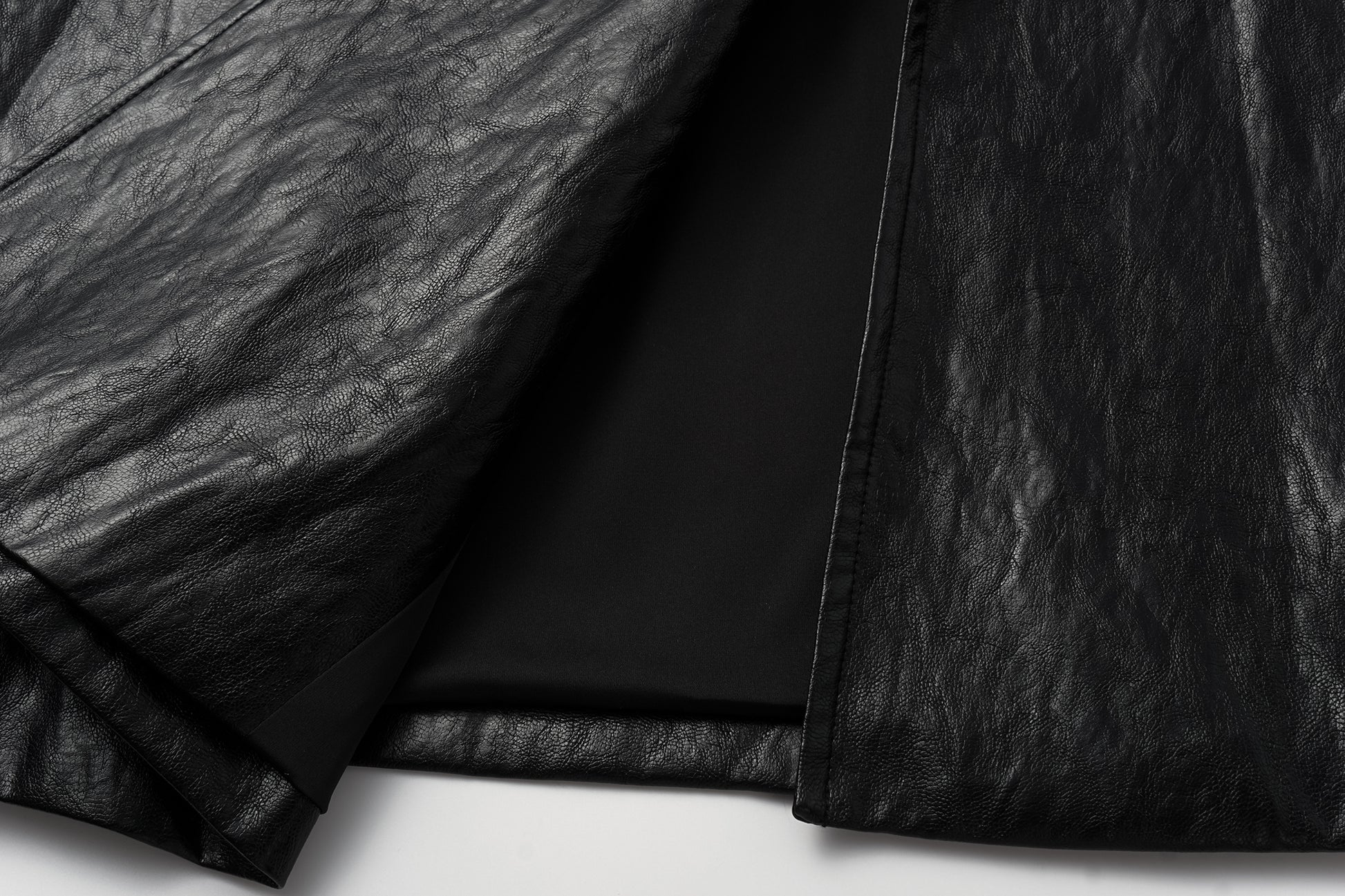 Relaxed Fit Belted Thigh-Length Leather-Look Jacket ( Faux Leather)