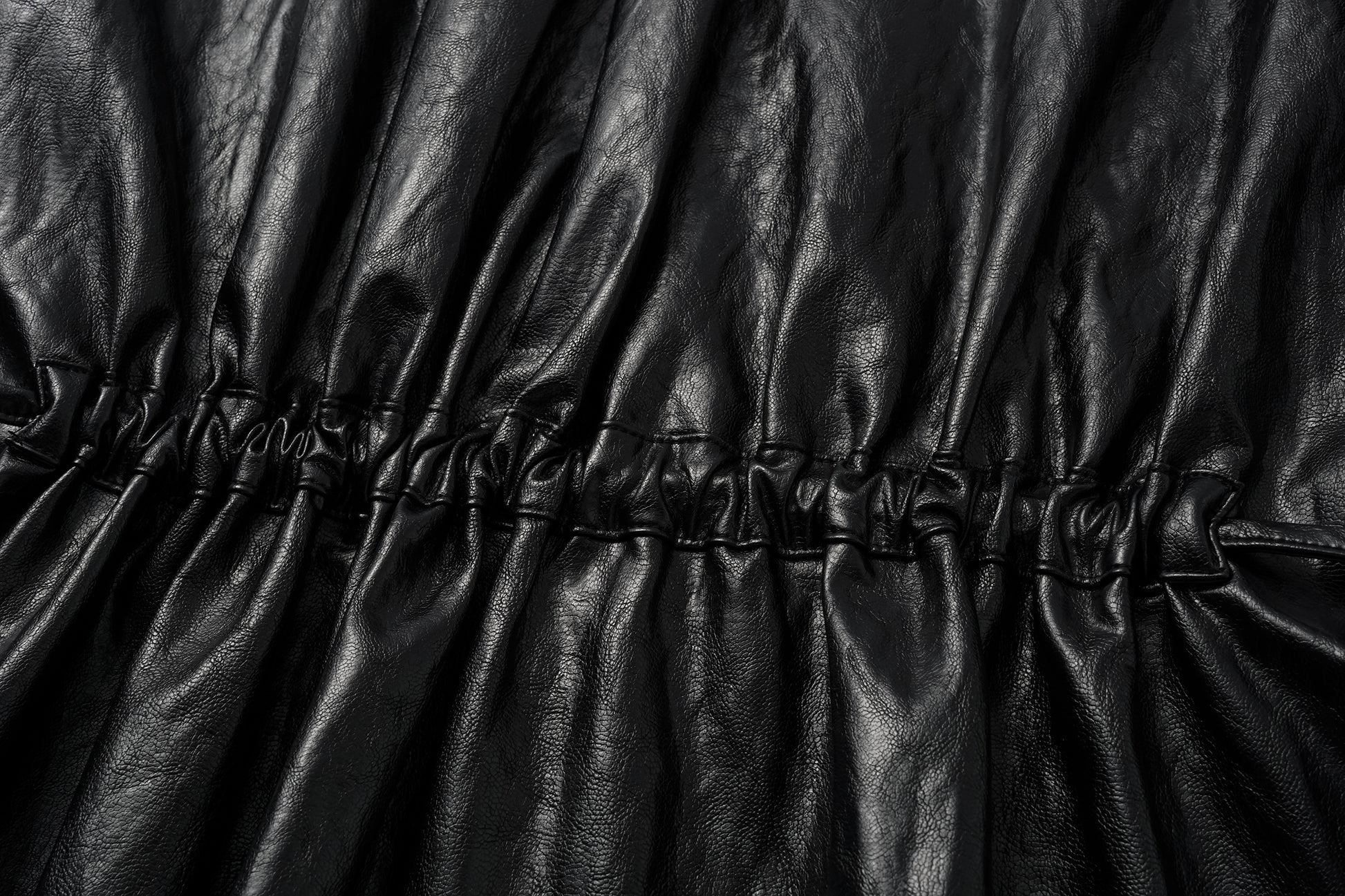 Relaxed Fit Belted Thigh-Length Leather-Look Jacket ( Faux Leather)