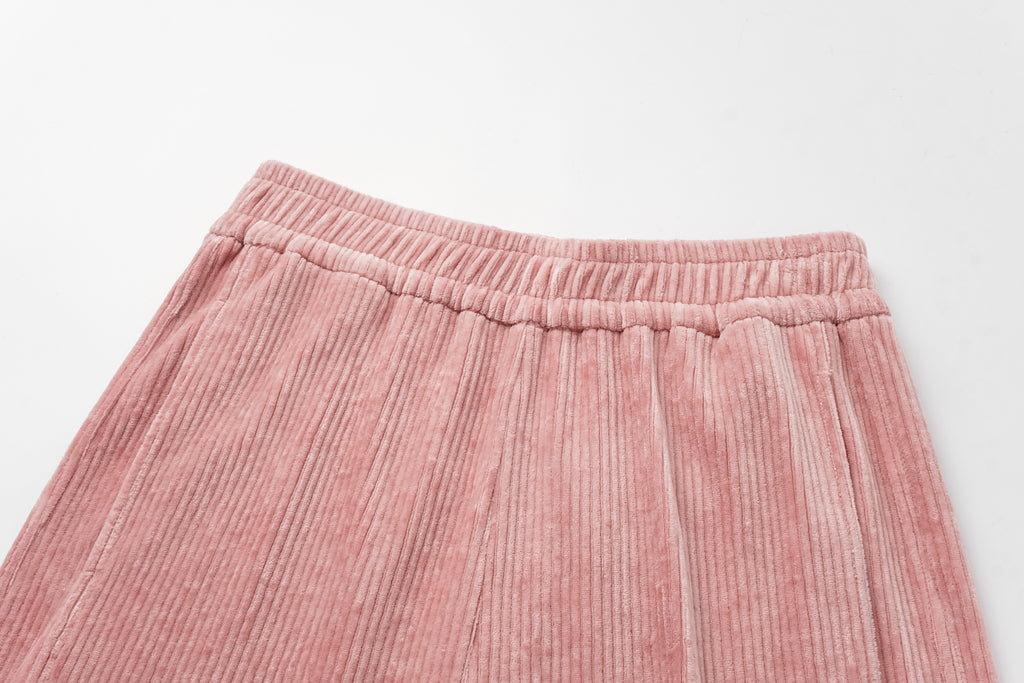 Curved Hem Corduroy Sweatpants