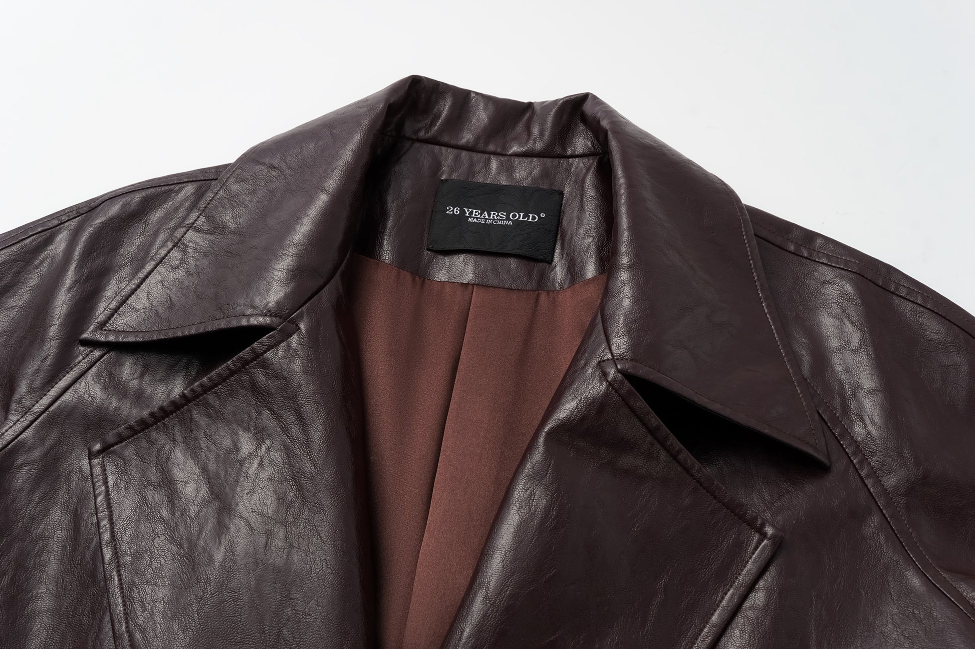 Relaxed Fit Belted Thigh-Length Leather-Look Jacket ( Faux Leather)