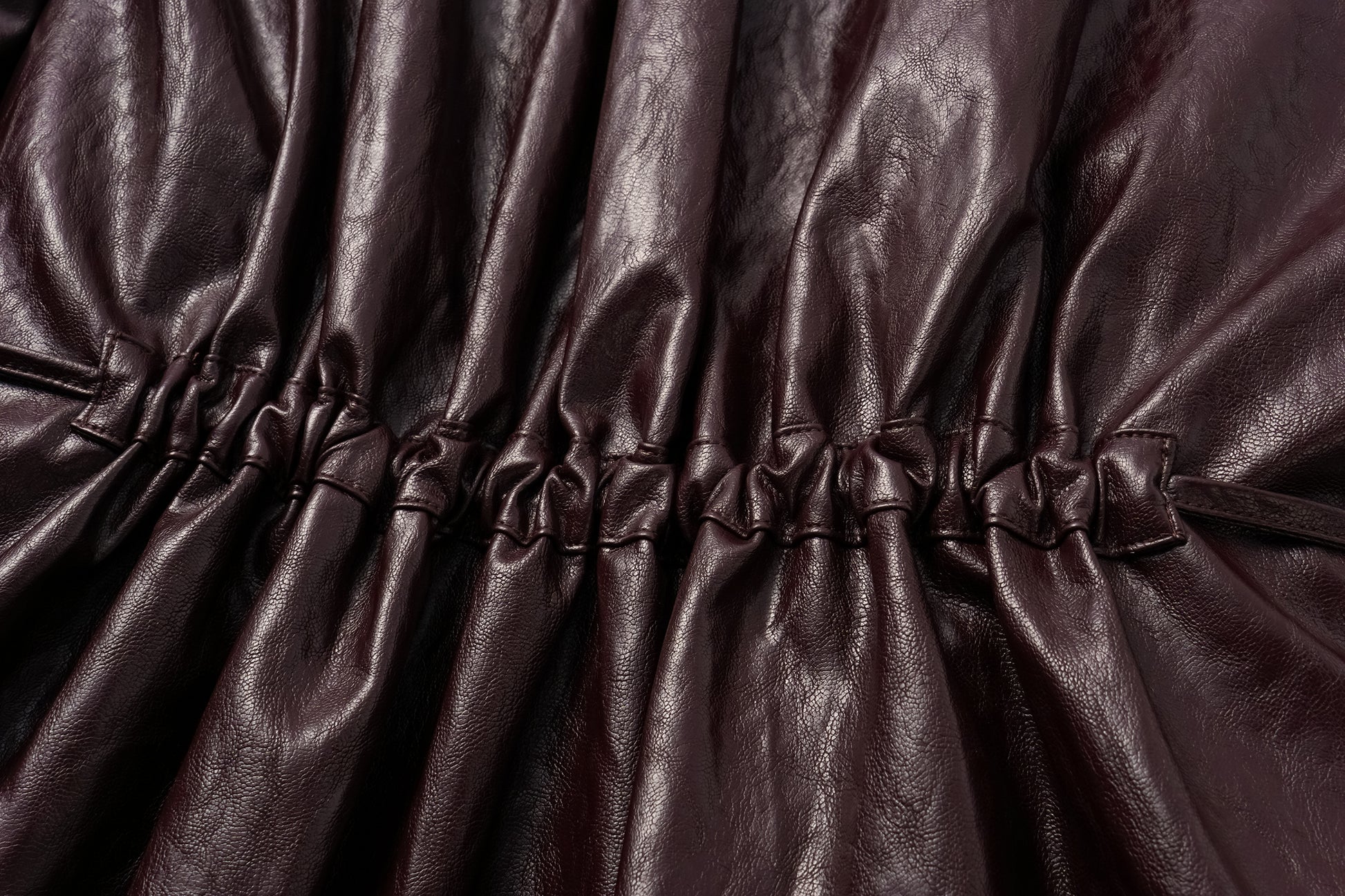 Relaxed Fit Belted Thigh-Length Leather-Look Jacket ( Faux Leather)