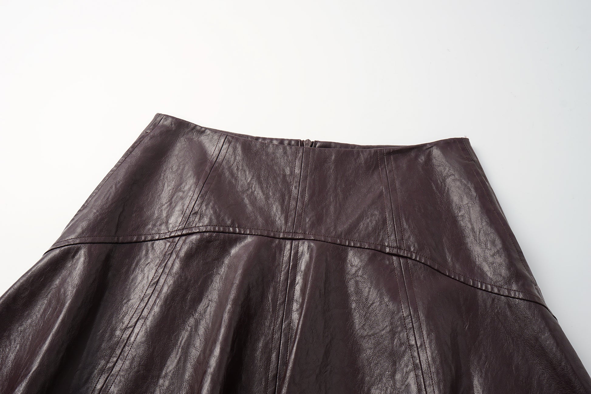 Asymmetric Hem A-Line Skirt (Faux Leather)