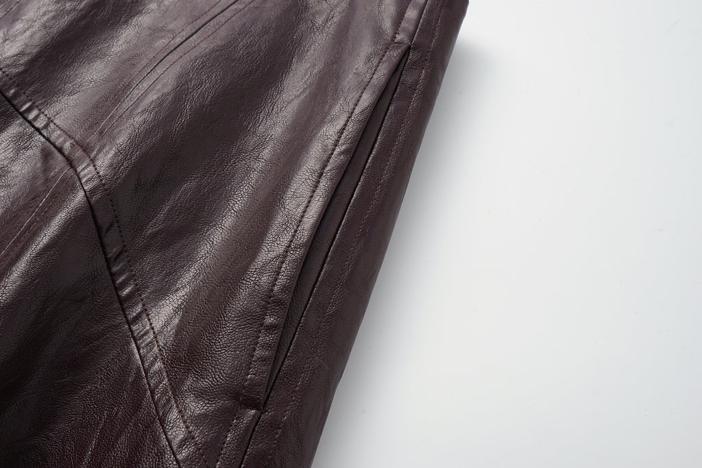 Asymmetric Hem A-Line Skirt (Faux Leather)