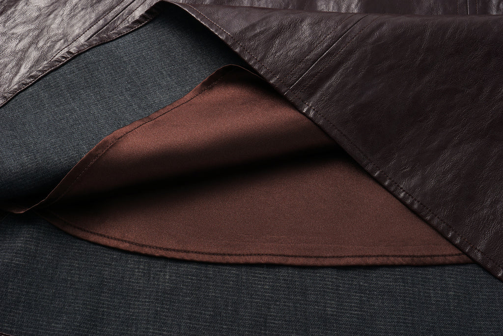 Asymmetric Hem A-Line Skirt (Faux Leather)